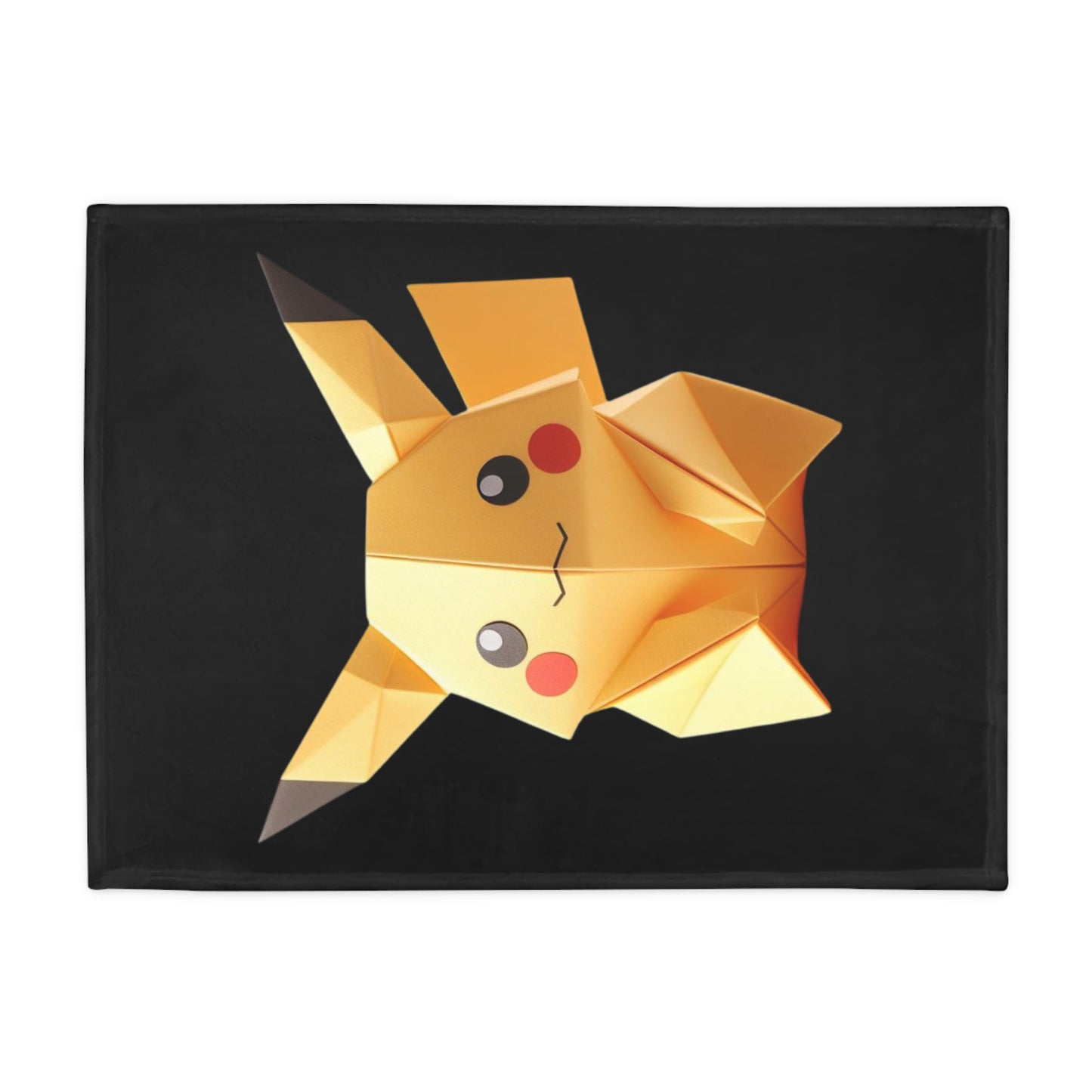 Origami Yellow Critter Plush Fleece Blanket - Black