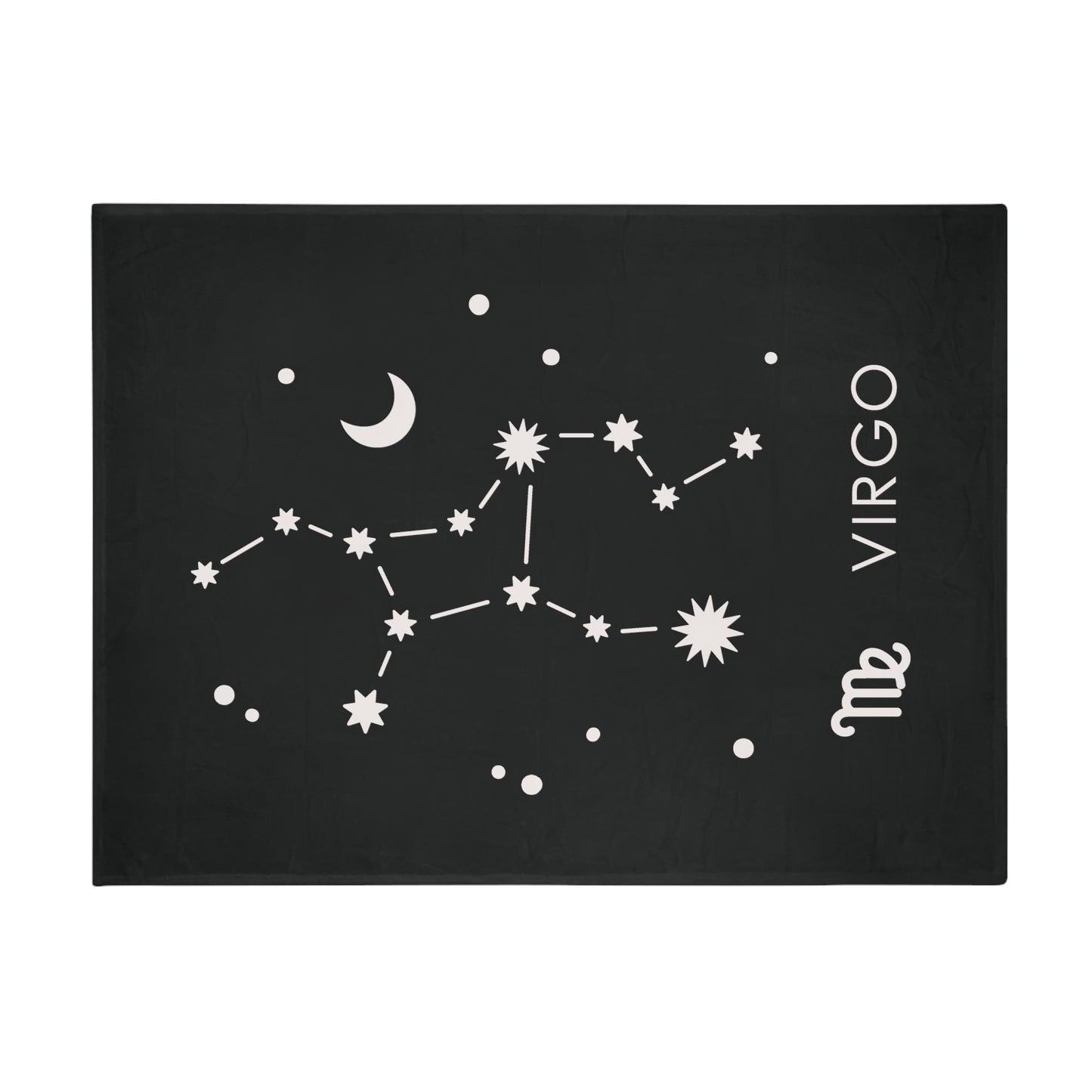 Virgo Star Map Plush Fleece Blanket - black