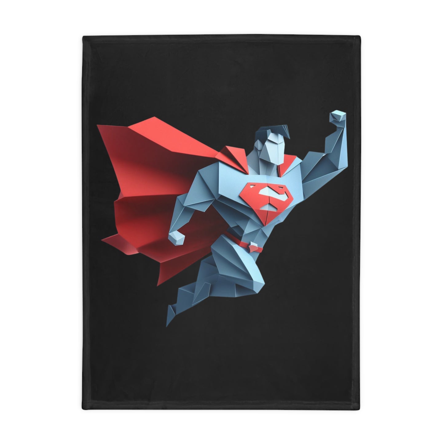 Origami Superman Plush Fleece Blanket - Black