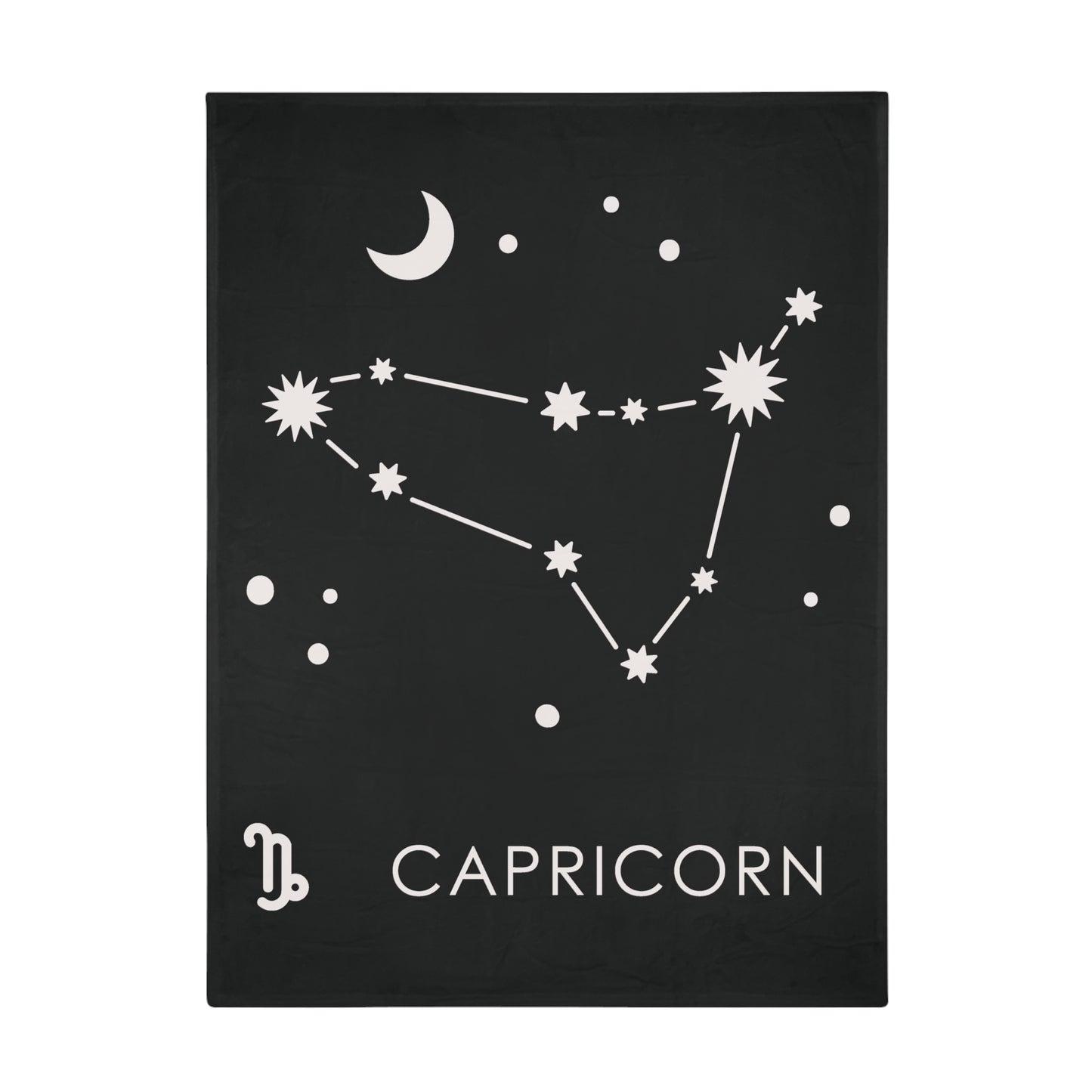 Capricorn Star Map Plush Fleece Blanket - black