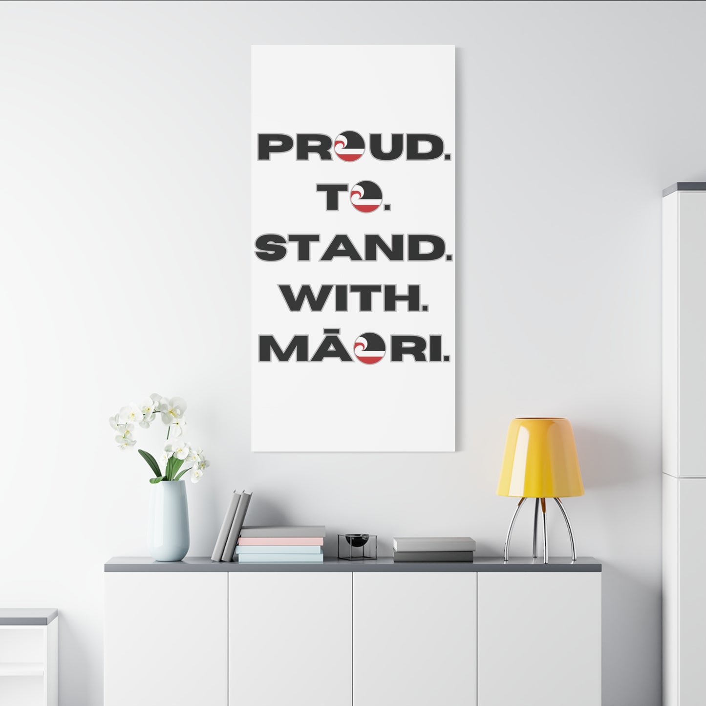 Proud. To. Stand. With. Māori. Classic Canvas - White