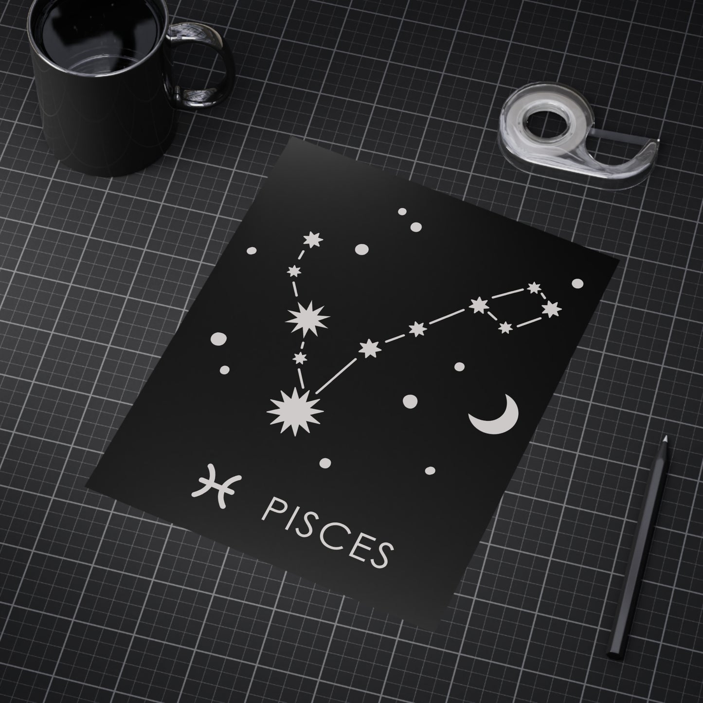 Pisces Starmap Unframed Prints - black