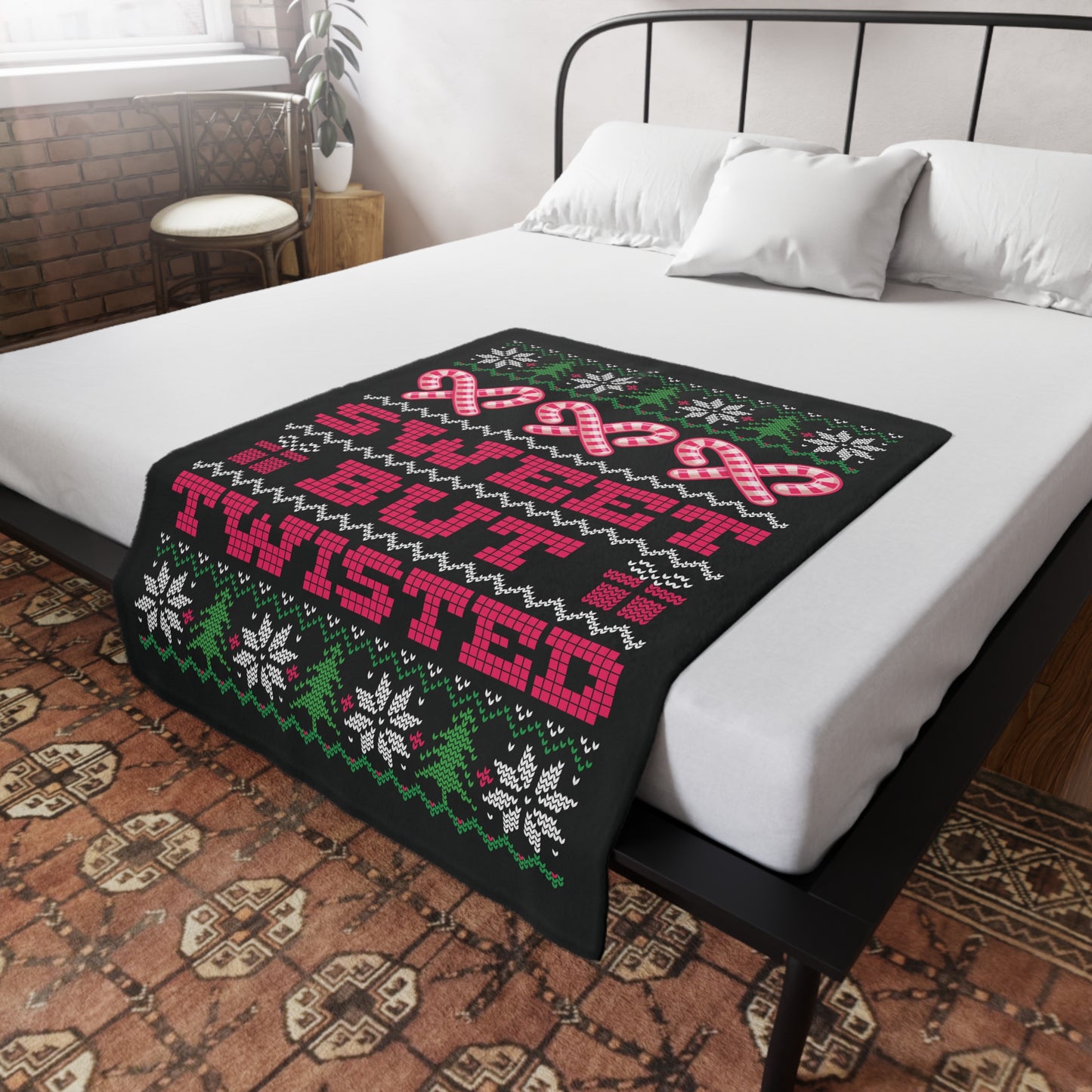 Ugly Christmas Sweater - Sweet But Twisted Plush Fleece Blanket