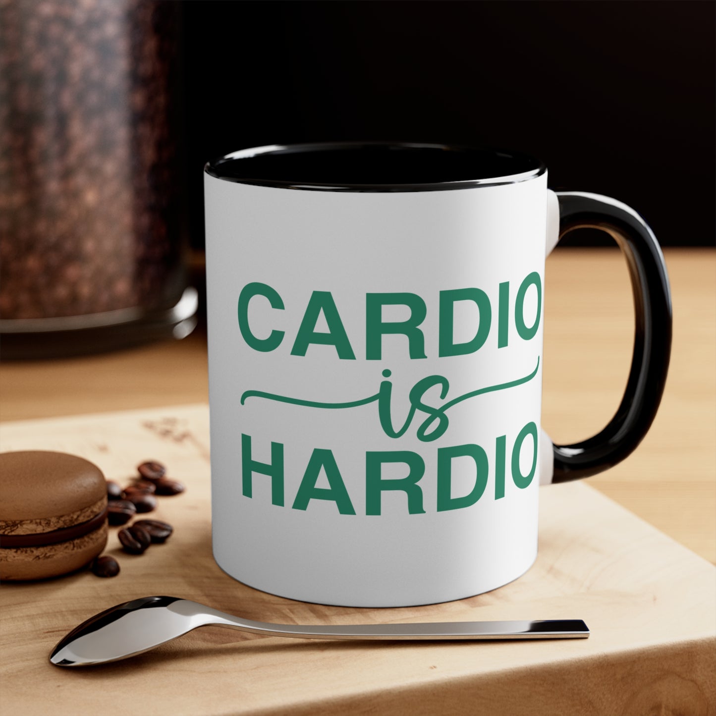 Cardio is Hardio Workout Colorful Accent Mug 11oz - For Gym Fitness Enthusiasts