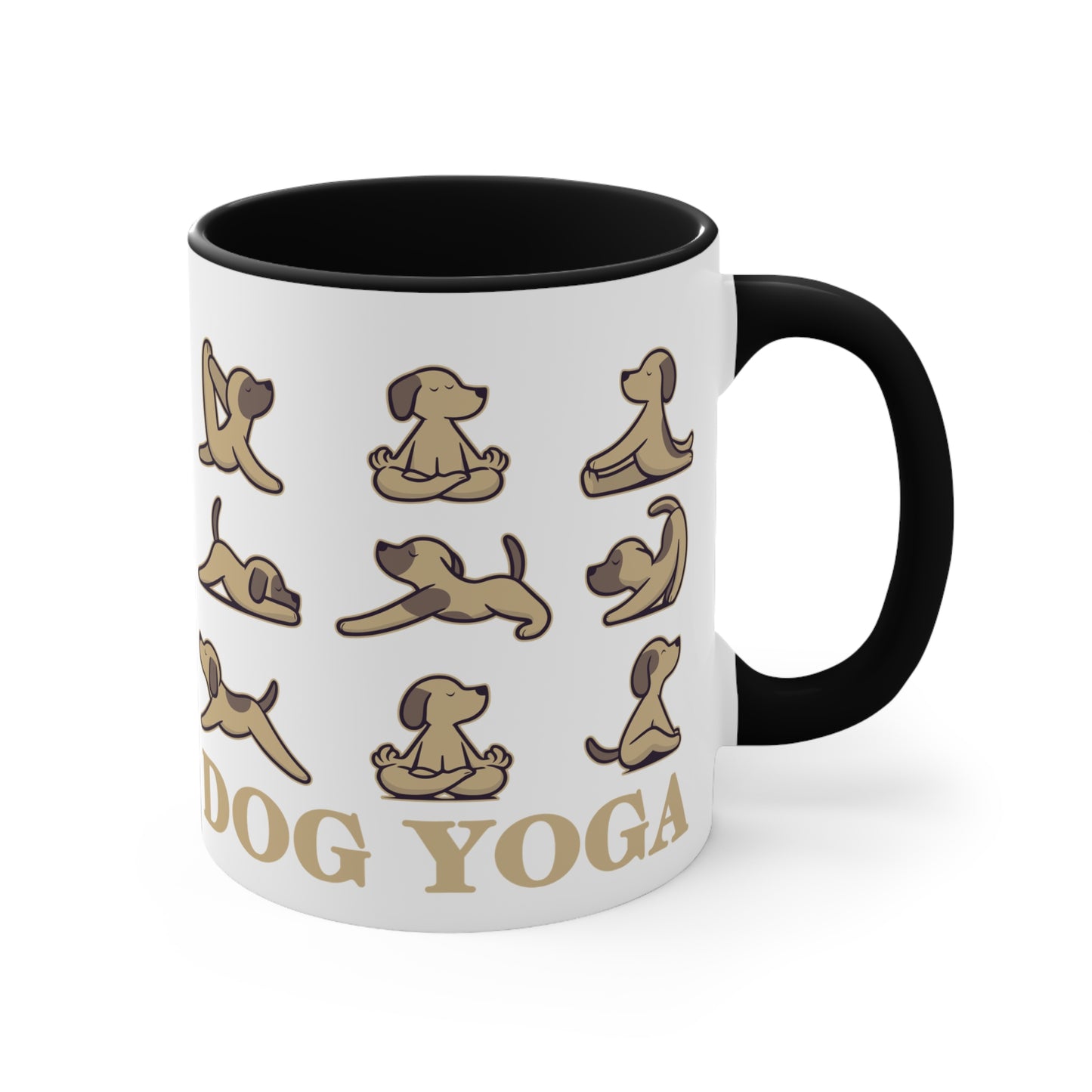 Dog Yoga Color Accent Mug 11oz - Zen Meditation Gift