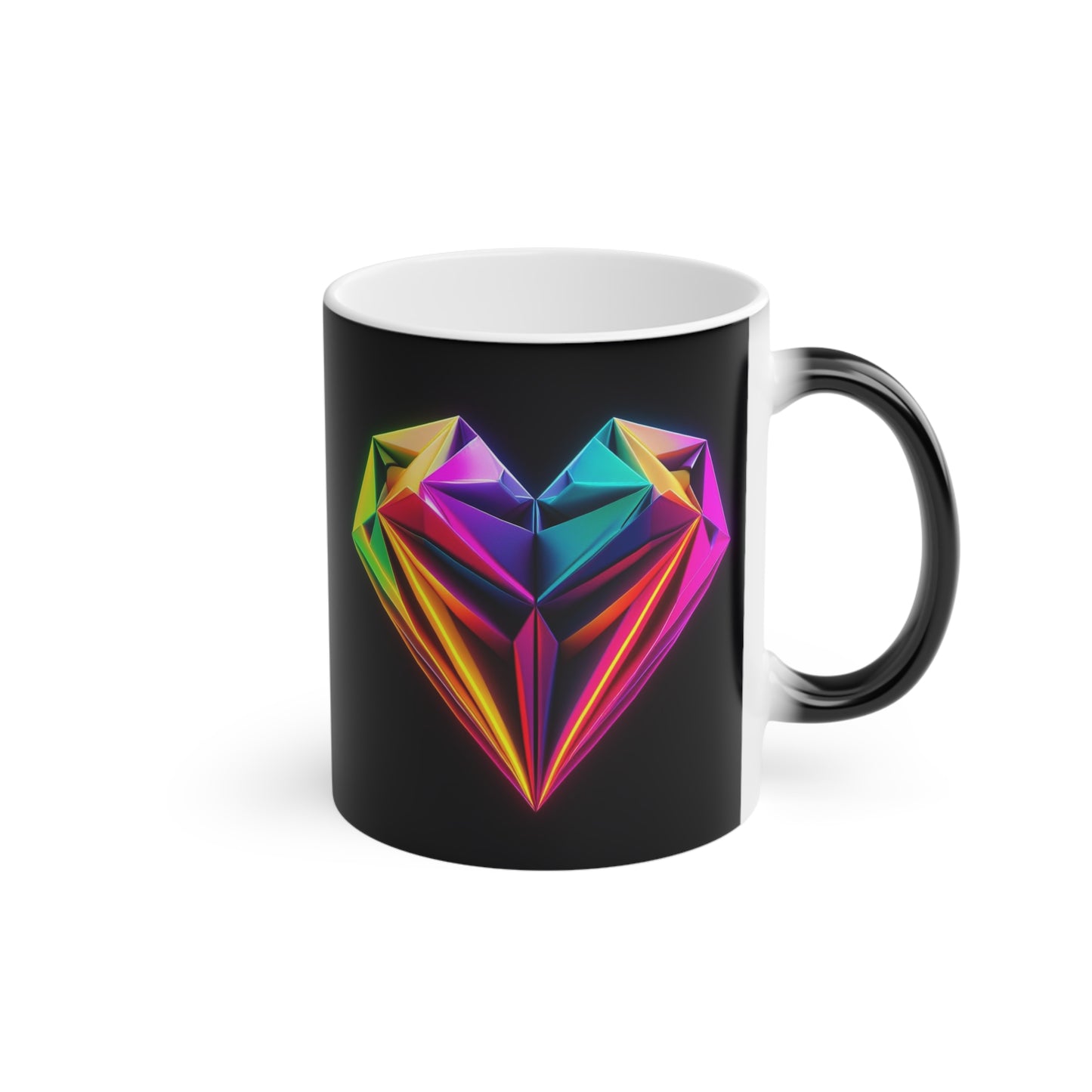 Origami Neon Heart Magic Mug