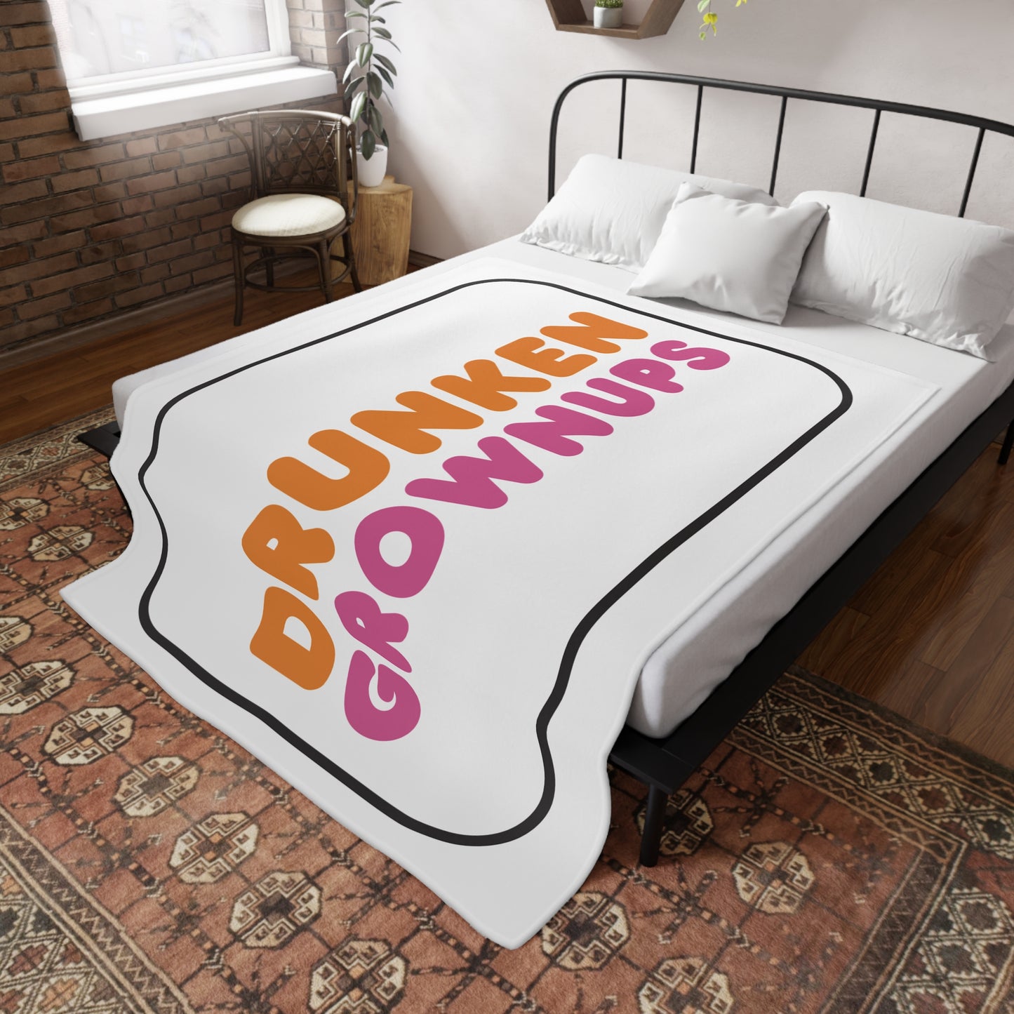 Drunken Grownups Plush Fleece Blanket - White