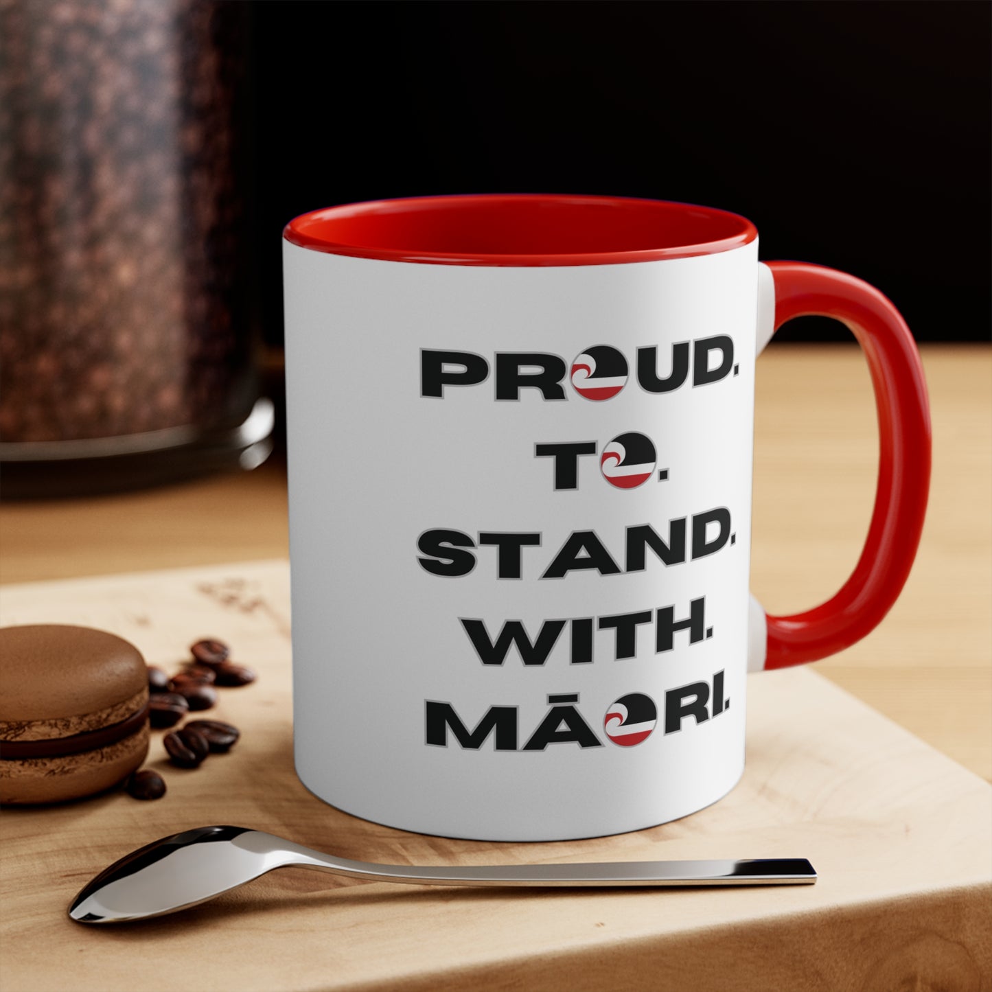 Proud. To. Stand. With. Māori. Colorful Accent Mugs, 11oz (330 ml)