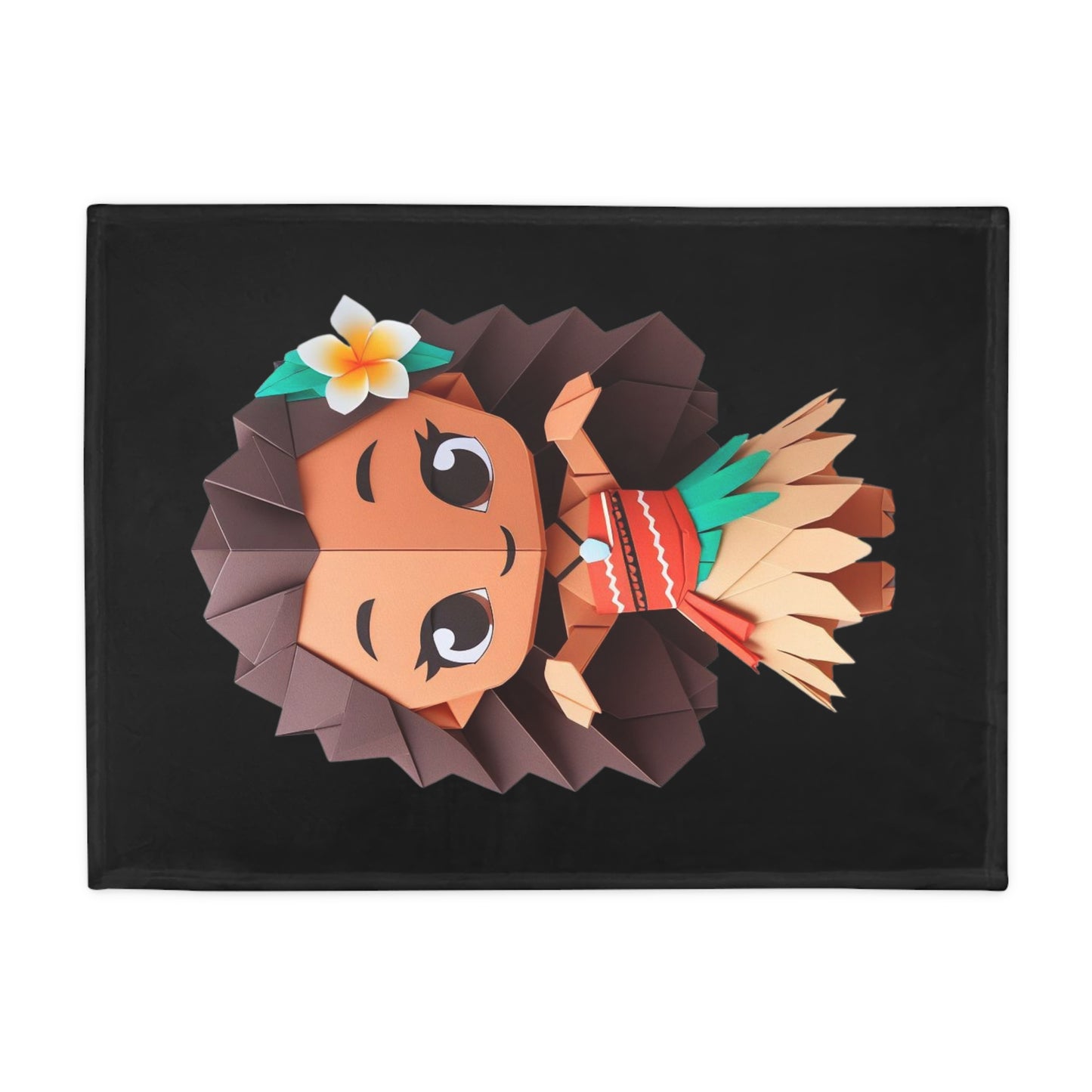 Origami Moana Plush Fleece Blanket - Black