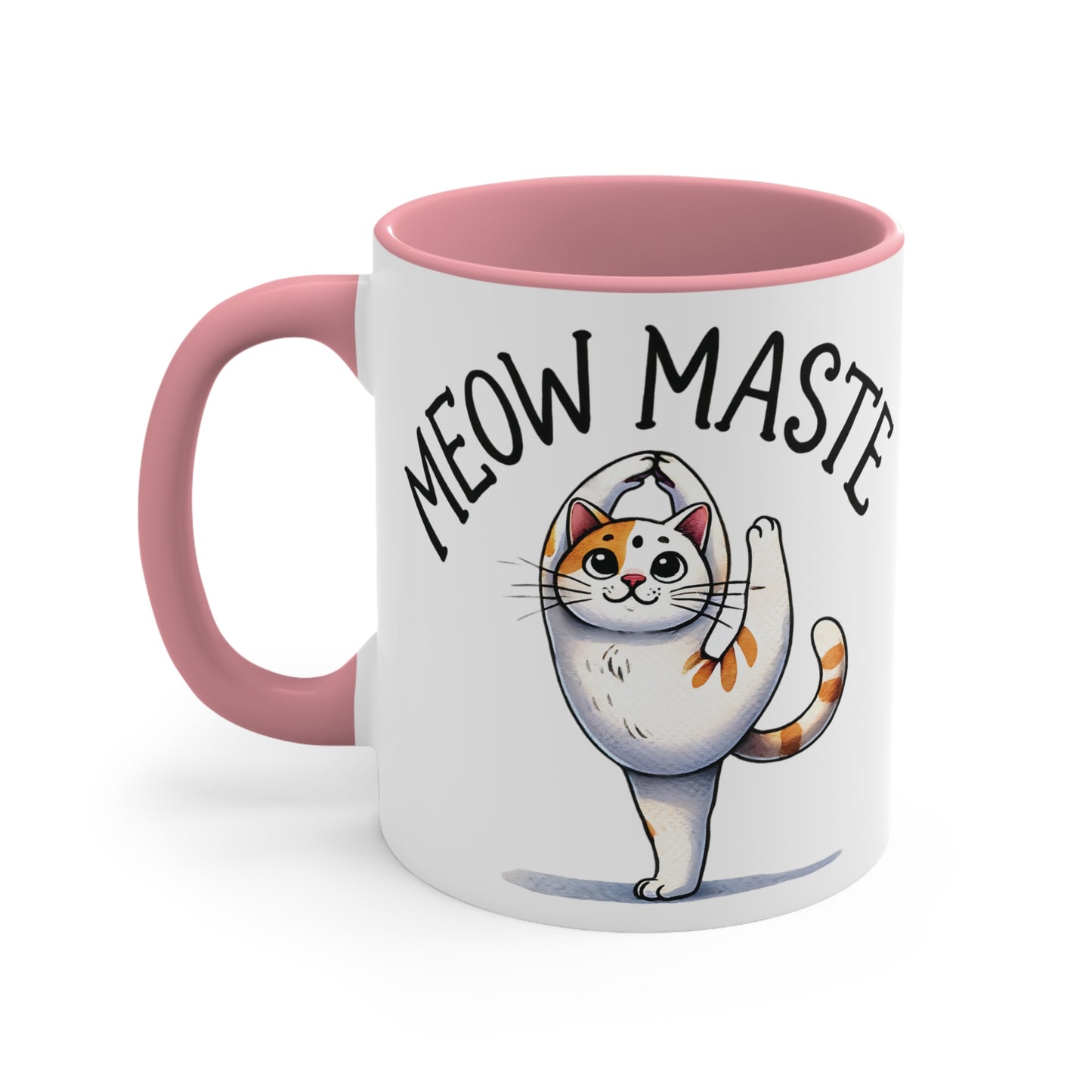 Meow Maste Color Accent Mug 11oz - Zen Meditation Gift