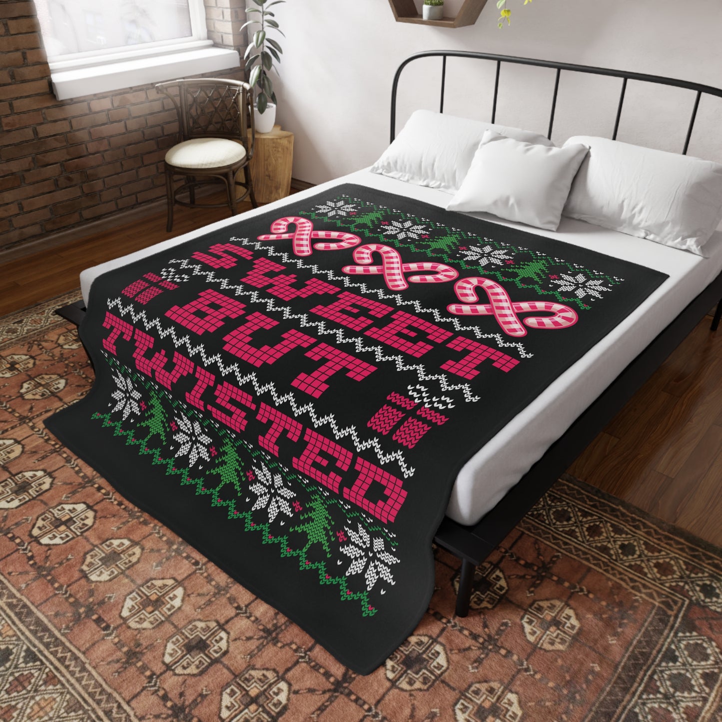 Ugly Christmas Sweater - Sweet But Twisted Plush Fleece Blanket