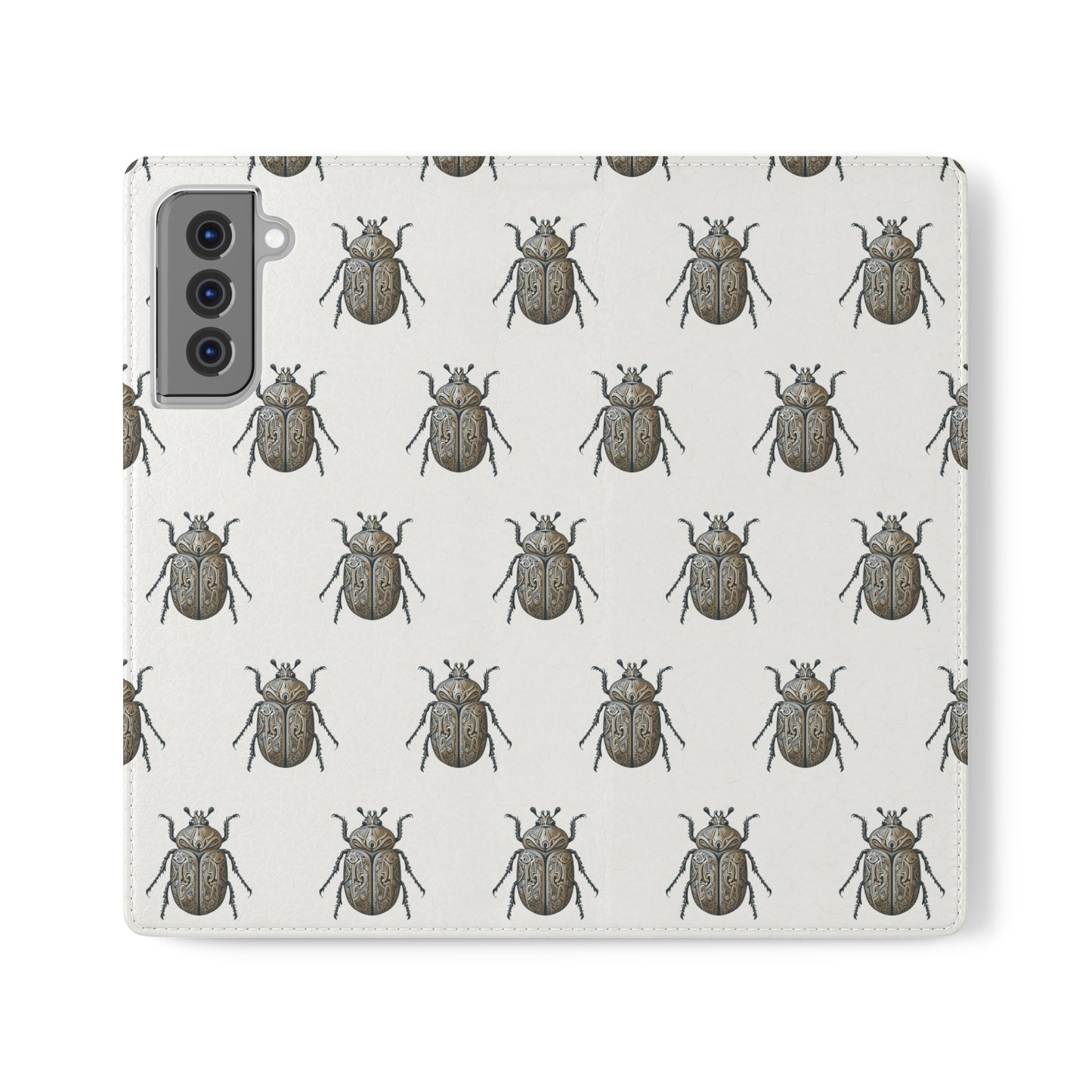 Carved Beetle Flip Cases for iPhone/Samsung - white