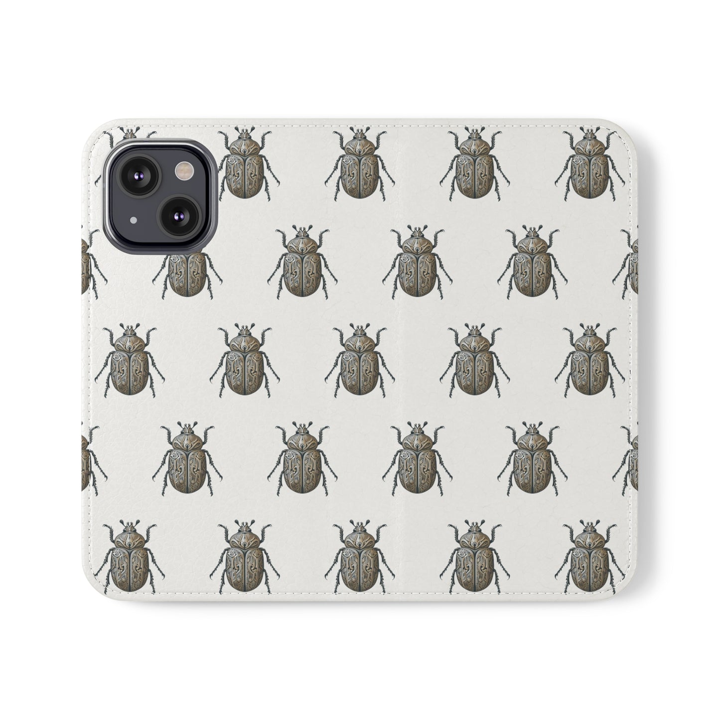 Carved Beetle Flip Cases for iPhone/Samsung - white