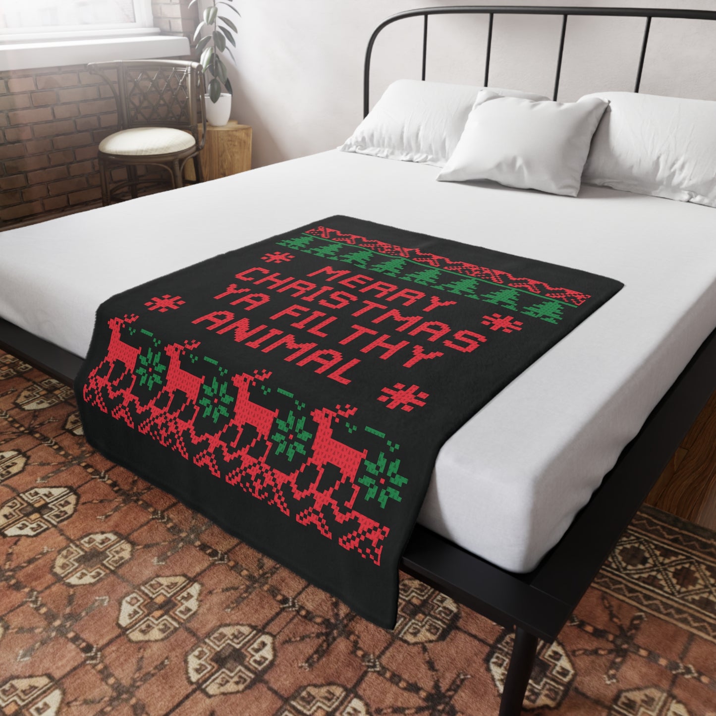 Ugly Christmas Sweater - Filthy Animal Plush Fleece Blanket