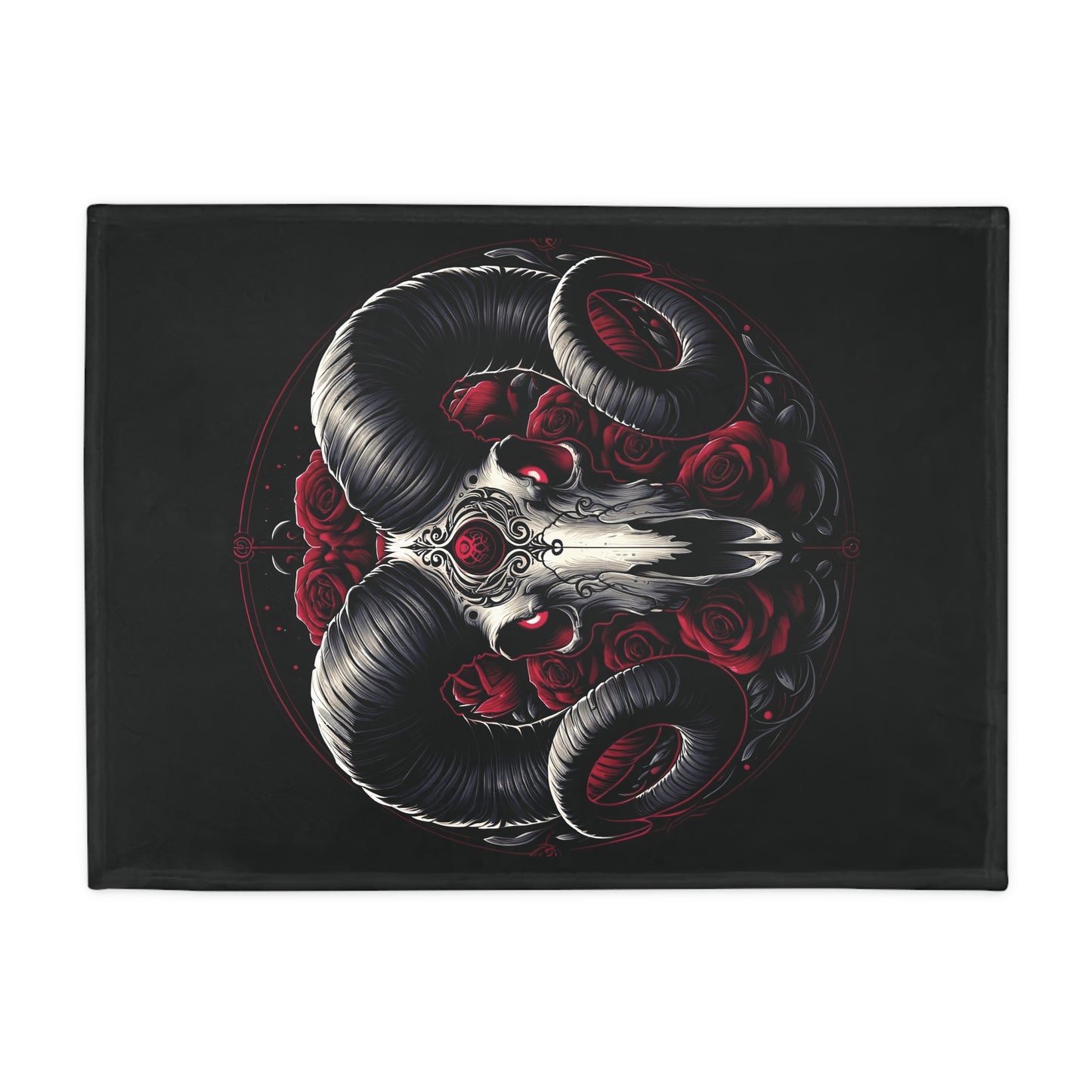 Gothic Aries Plush Fleece Blanket - black