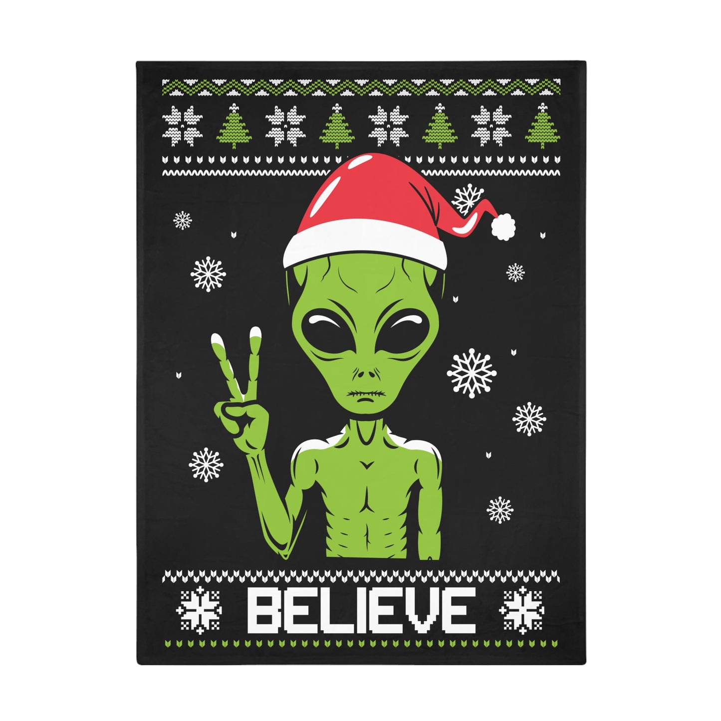 Ugly Christmas Sweater - Alien Plush Fleece Blanket