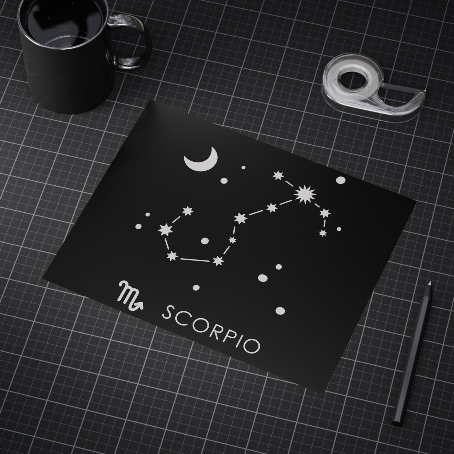 Scorpio Starmap Unframed Prints - black