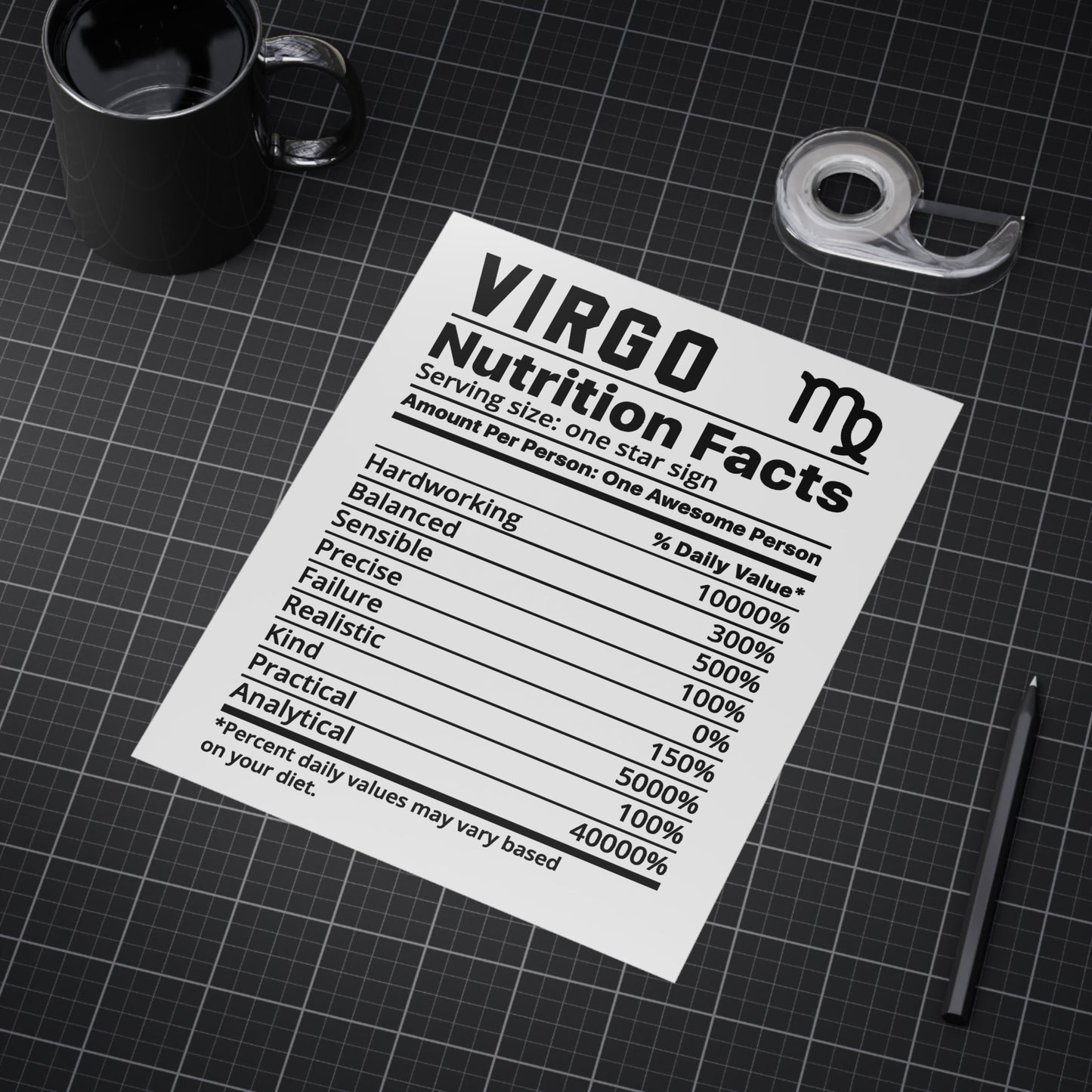 Virgo Nutrition Unframed Prints - white