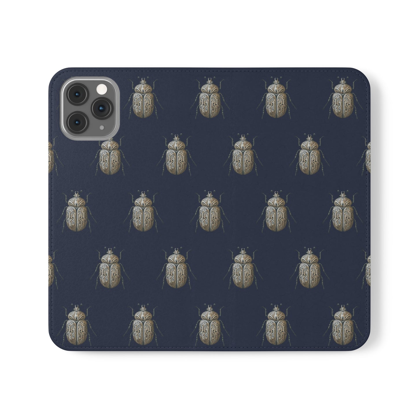 Carved Beetle Flip Cases for iPhone/Samsung - navy