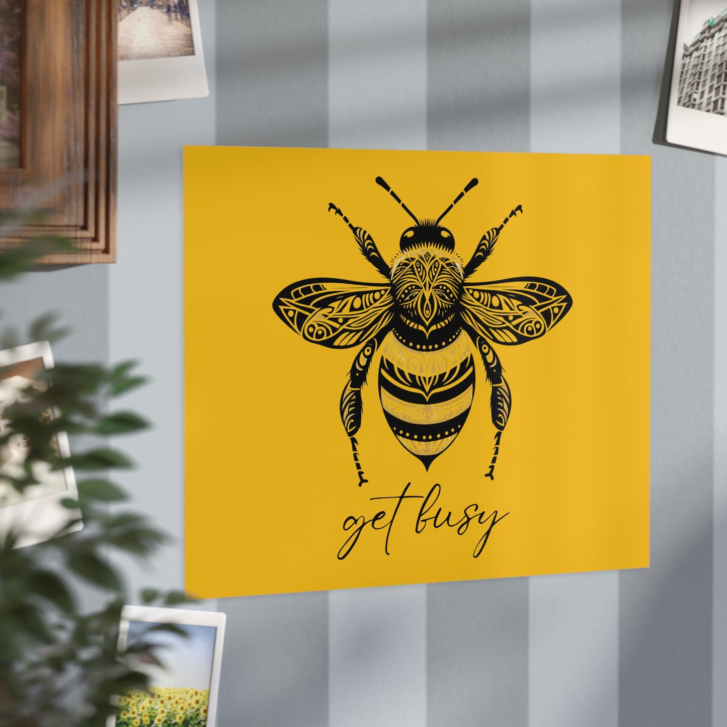 Get Busy Bee Unframed Prints - yellow