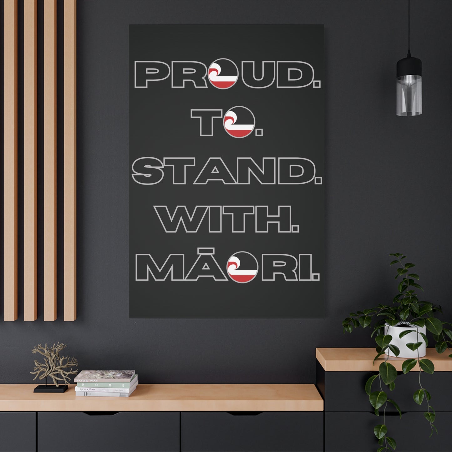 Proud. To. Stand. With. Māori. Classic Canvas - Black