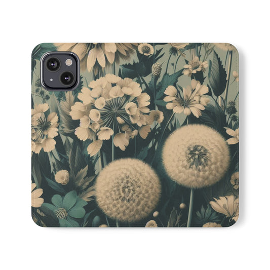 Blue & Cream Flowers Flip Cases iPhone/Samsung