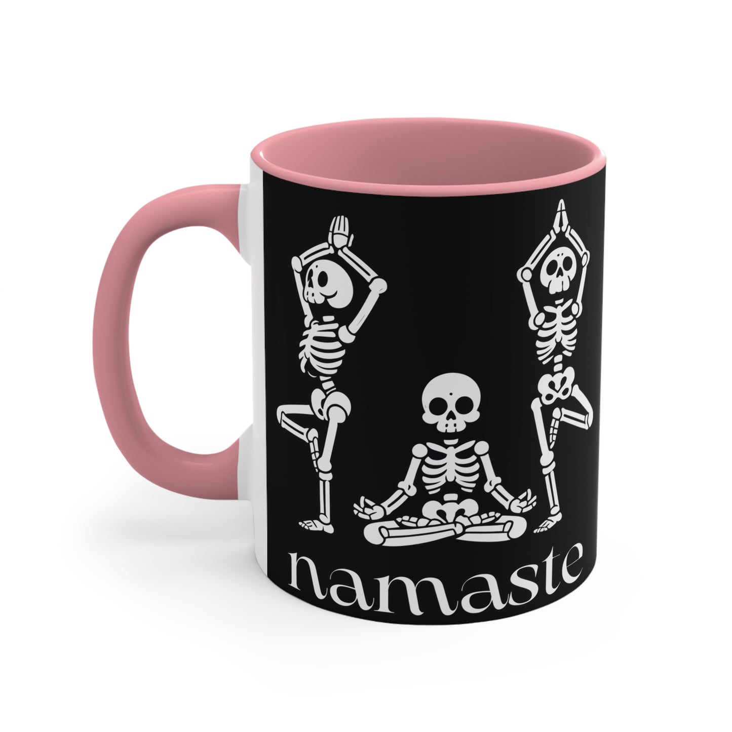 Namaste Skeletons Color Accent Mug 11oz - Zen Meditation Gift