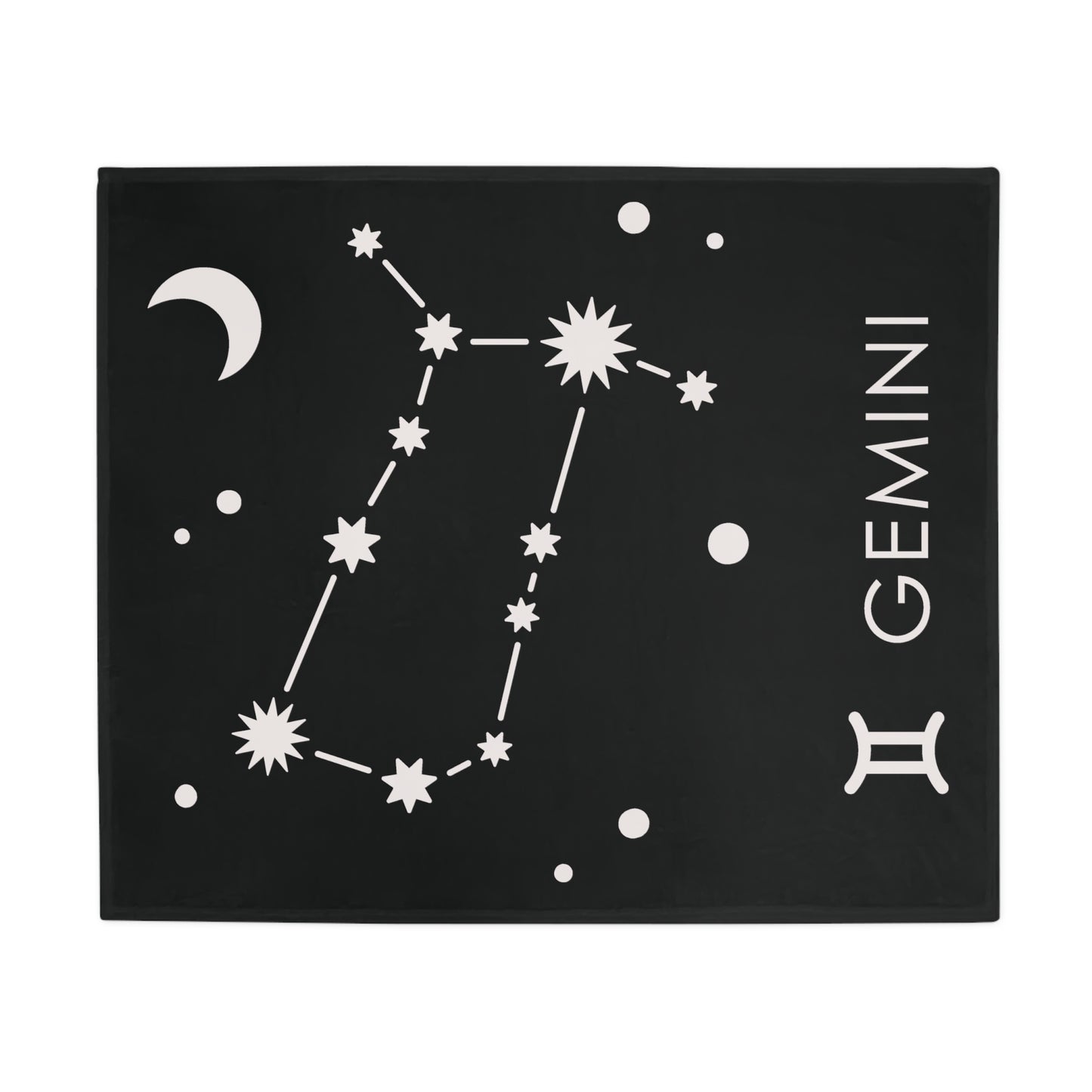 Gemini Star Map Plush Fleece Blanket - black