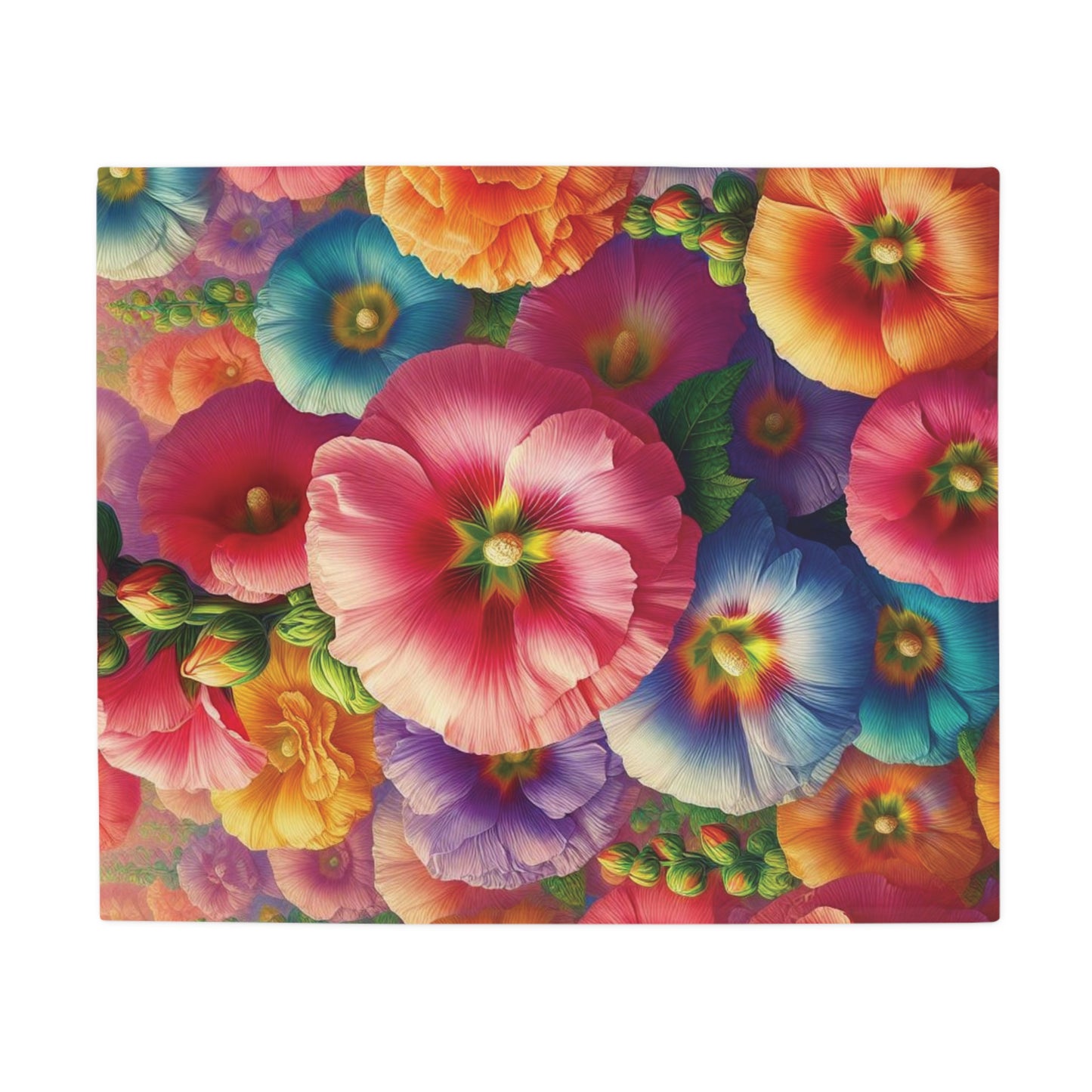 Hollyhocks #2 Plush Fleece Blanket