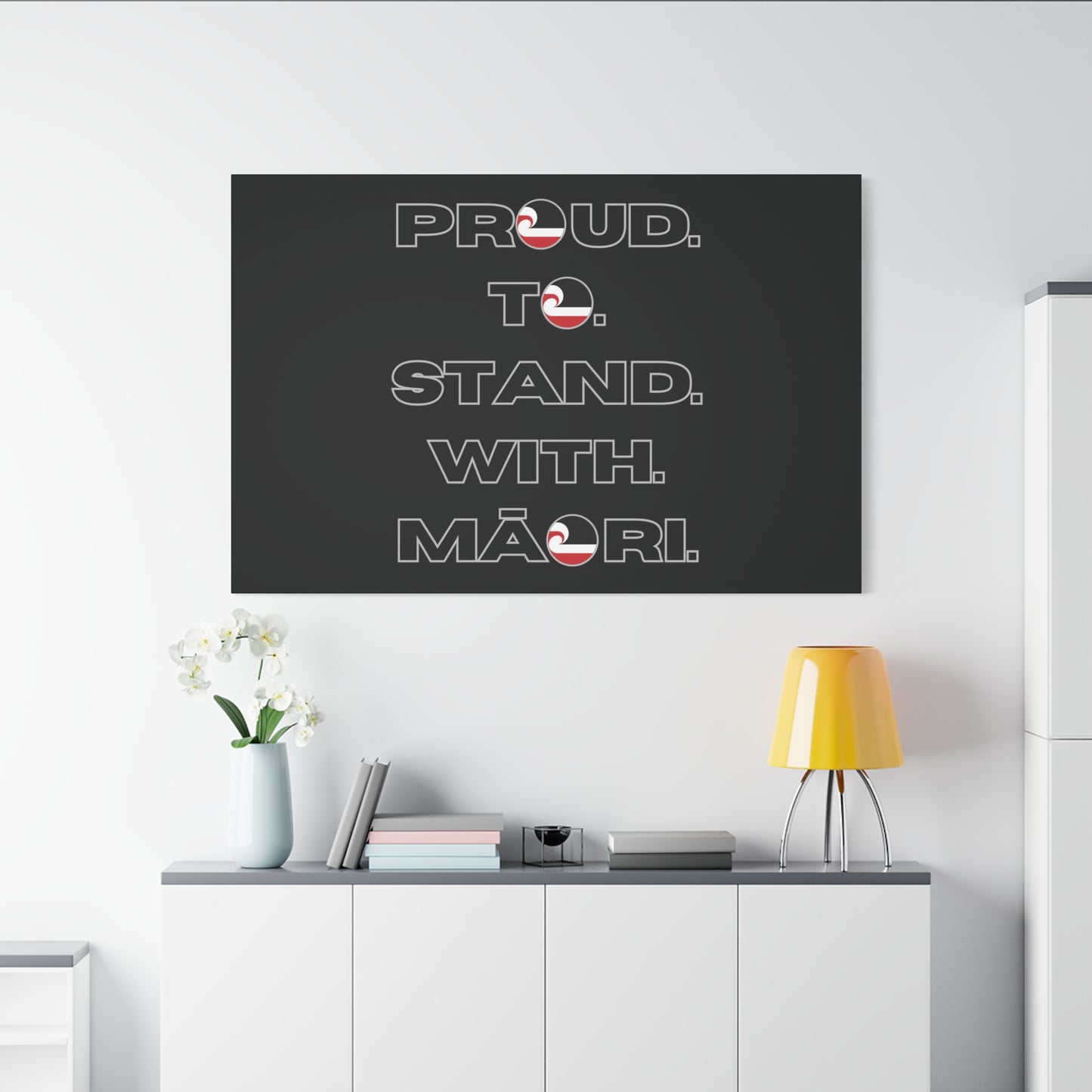 Proud. To. Stand. With. Māori. Classic Canvas - Black