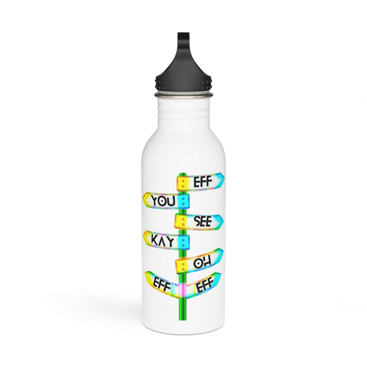 Eff You See Kay Oh Eff Eff Stylish Stainless Steel Water Bottle - Eco-Friendly, Durable, Perfect for On-the-Go - White