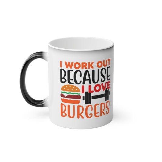 I Love Burgers Magic Mug - Color Changing Mug for Fitness Enthusiasts