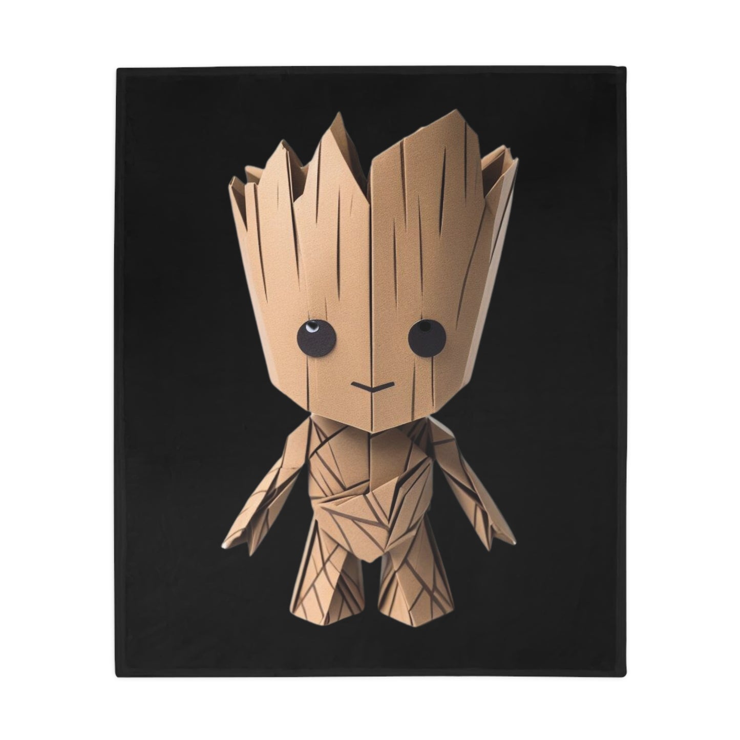 Origami Baby Groot Plush Fleece Blanket - Black