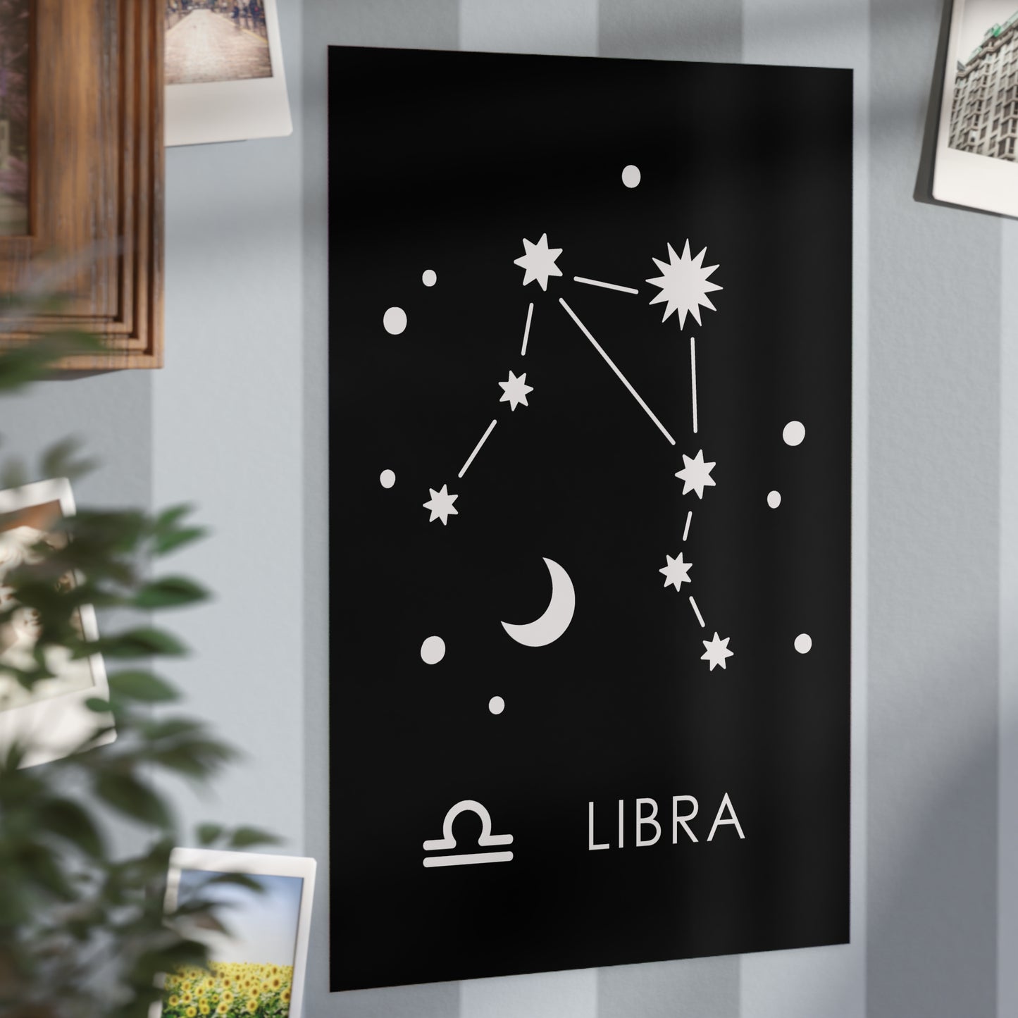 Libra Starmap Unframed Prints - black