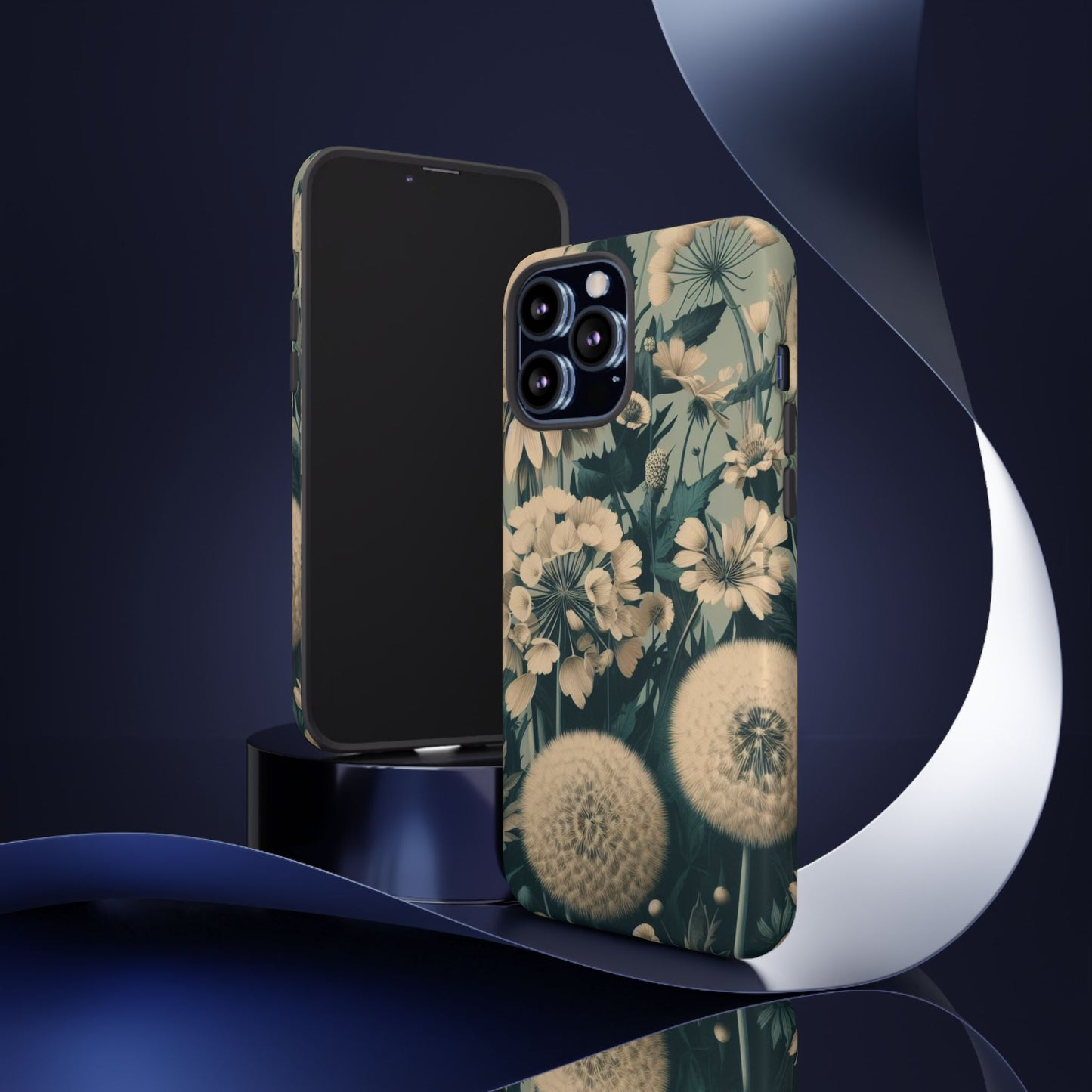 Blue & Cream Flowers Tough Cases iPhone/Google/Samsung