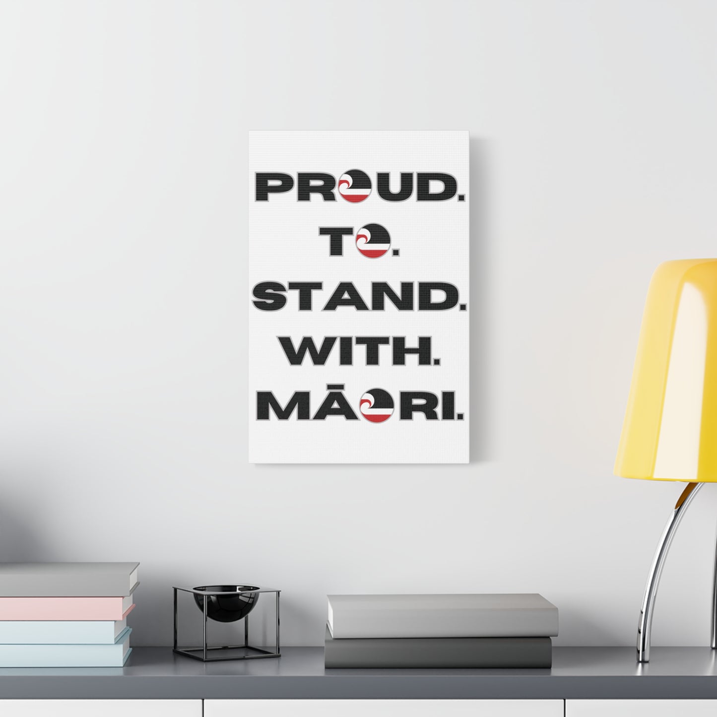 Proud. To. Stand. With. Māori. Classic Canvas - White