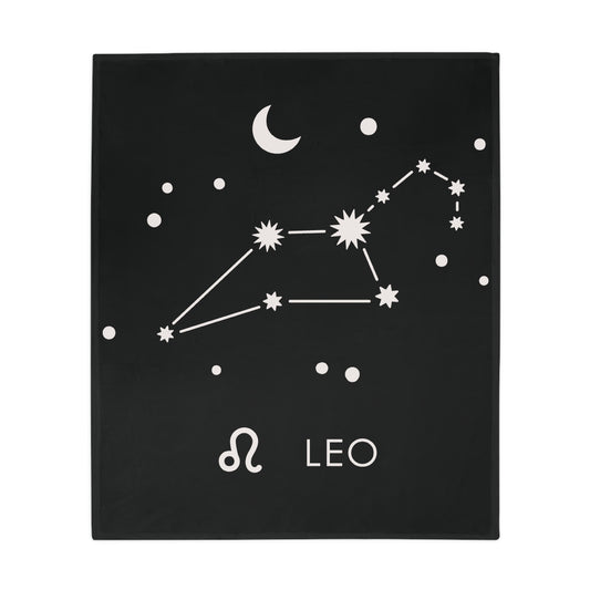 Leo Star Map Plush Fleece Blanket - black