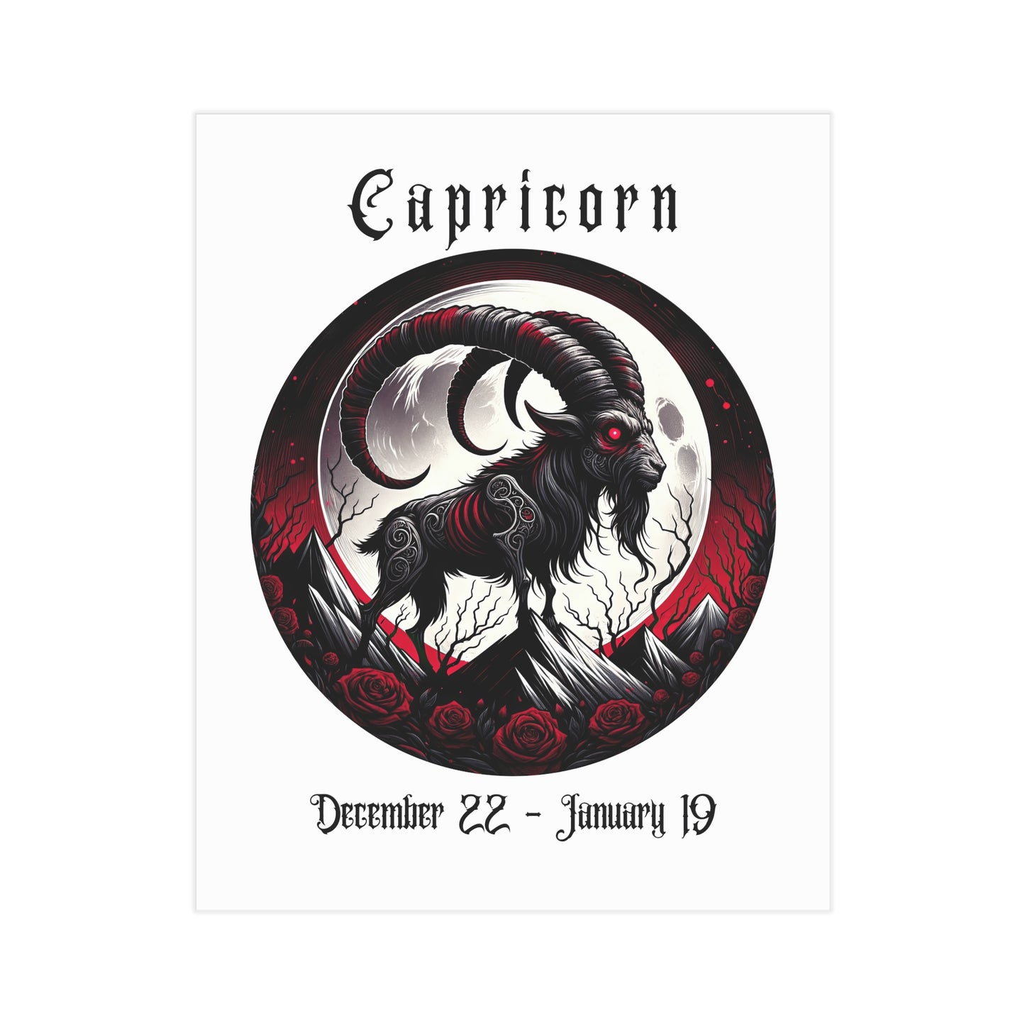 Gothic Capricorn Unframed Prints - white