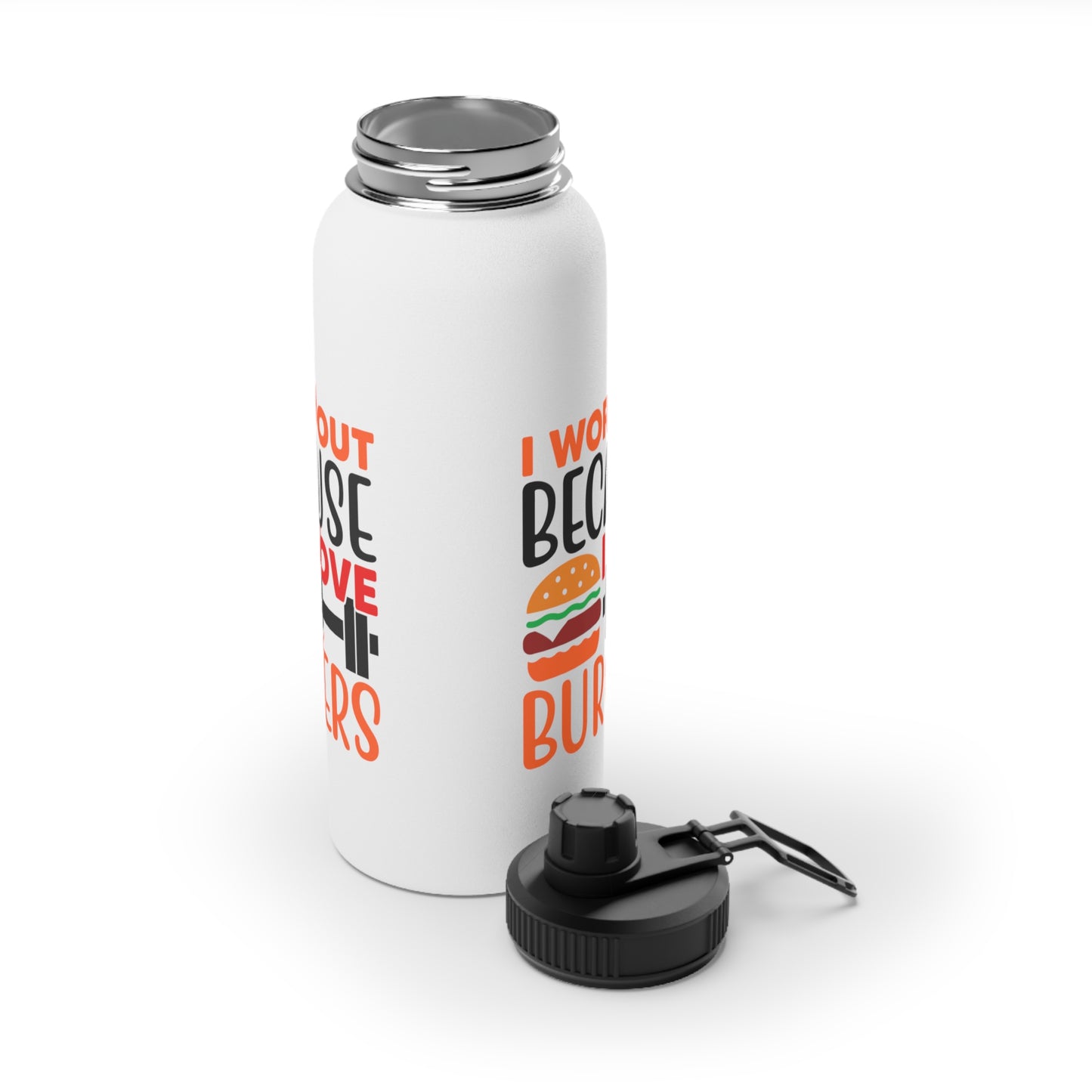 I Love Burgers Stainless Steel Sports Water Bottle - 3 sizes