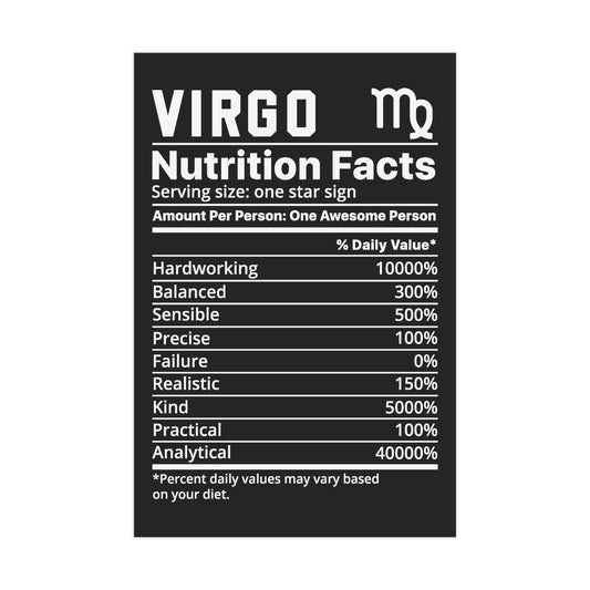 Virgo Nutrition Unframed Prints - black