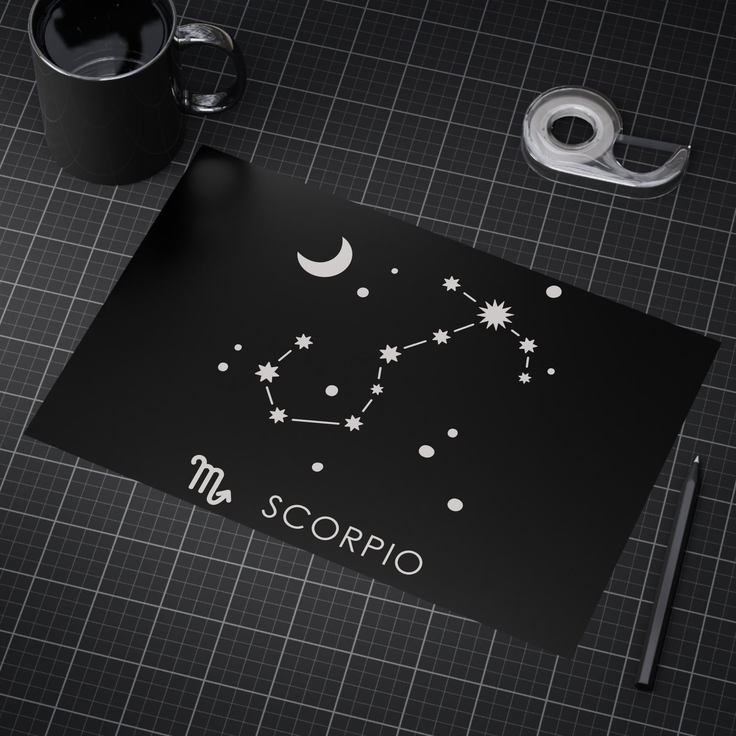 Scorpio Starmap Unframed Prints - black