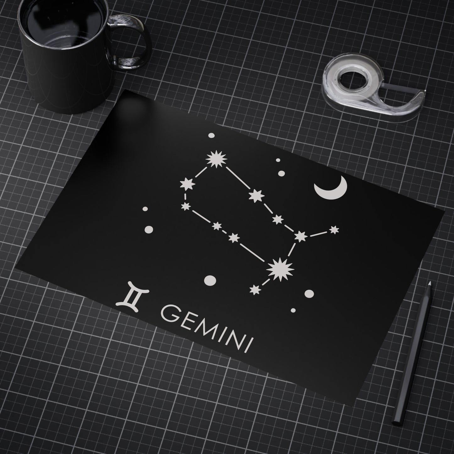 Gemini Starmap Unframed Prints - black