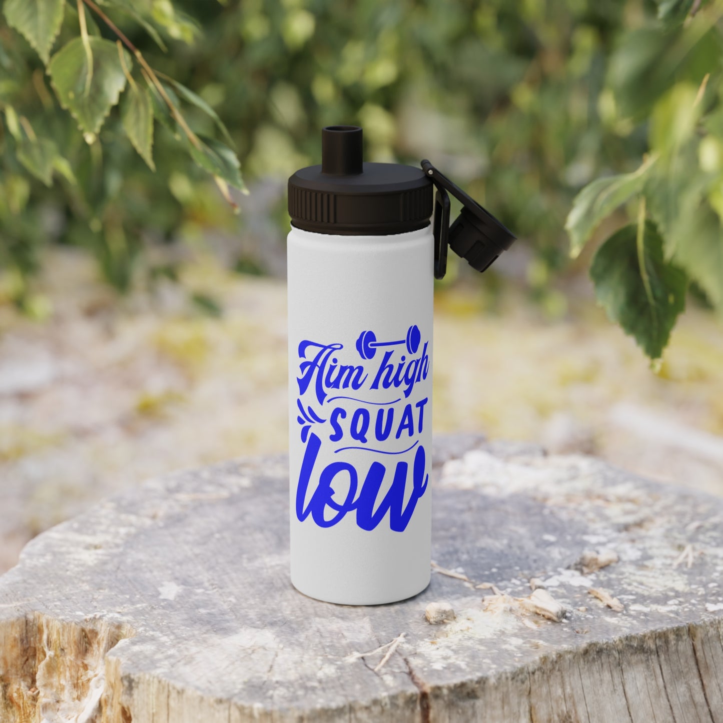 Aim High Squat Low Stainless Steel Sports Water Bottle - 3 sizes