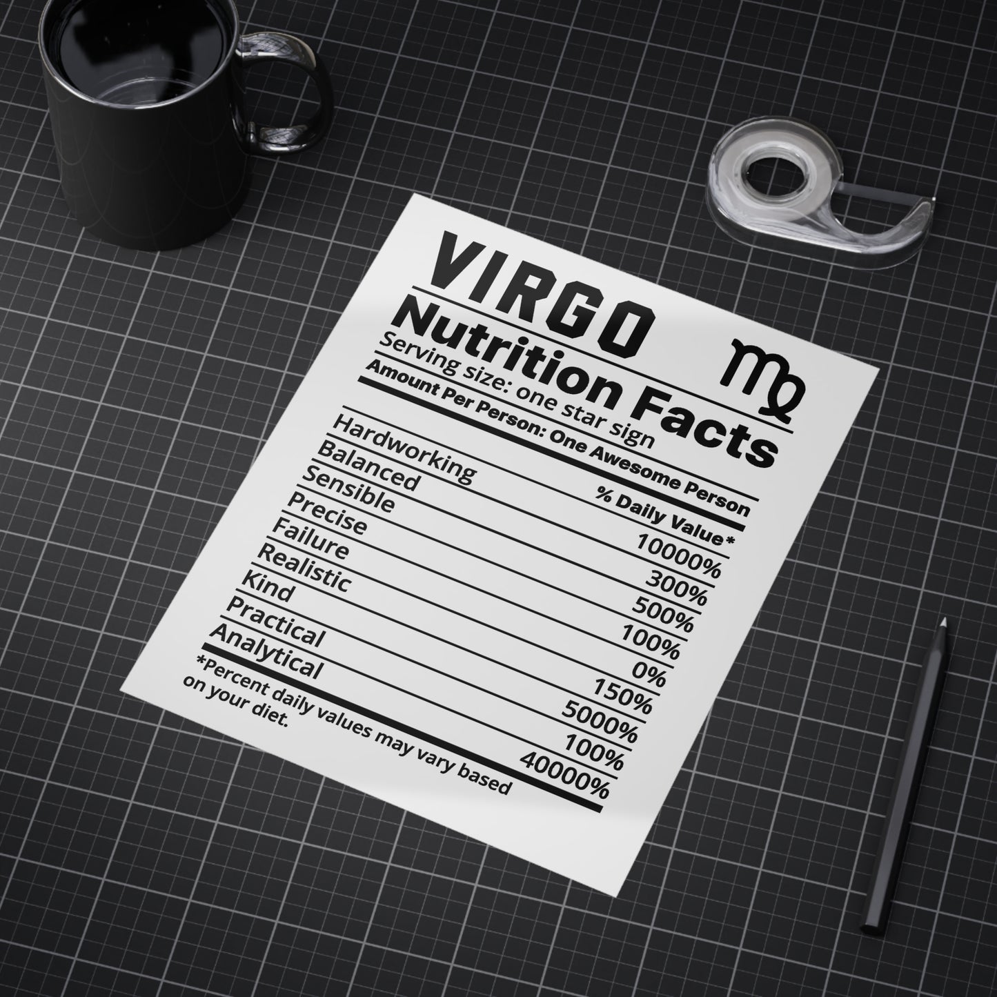 Virgo Nutrition Unframed Prints - white