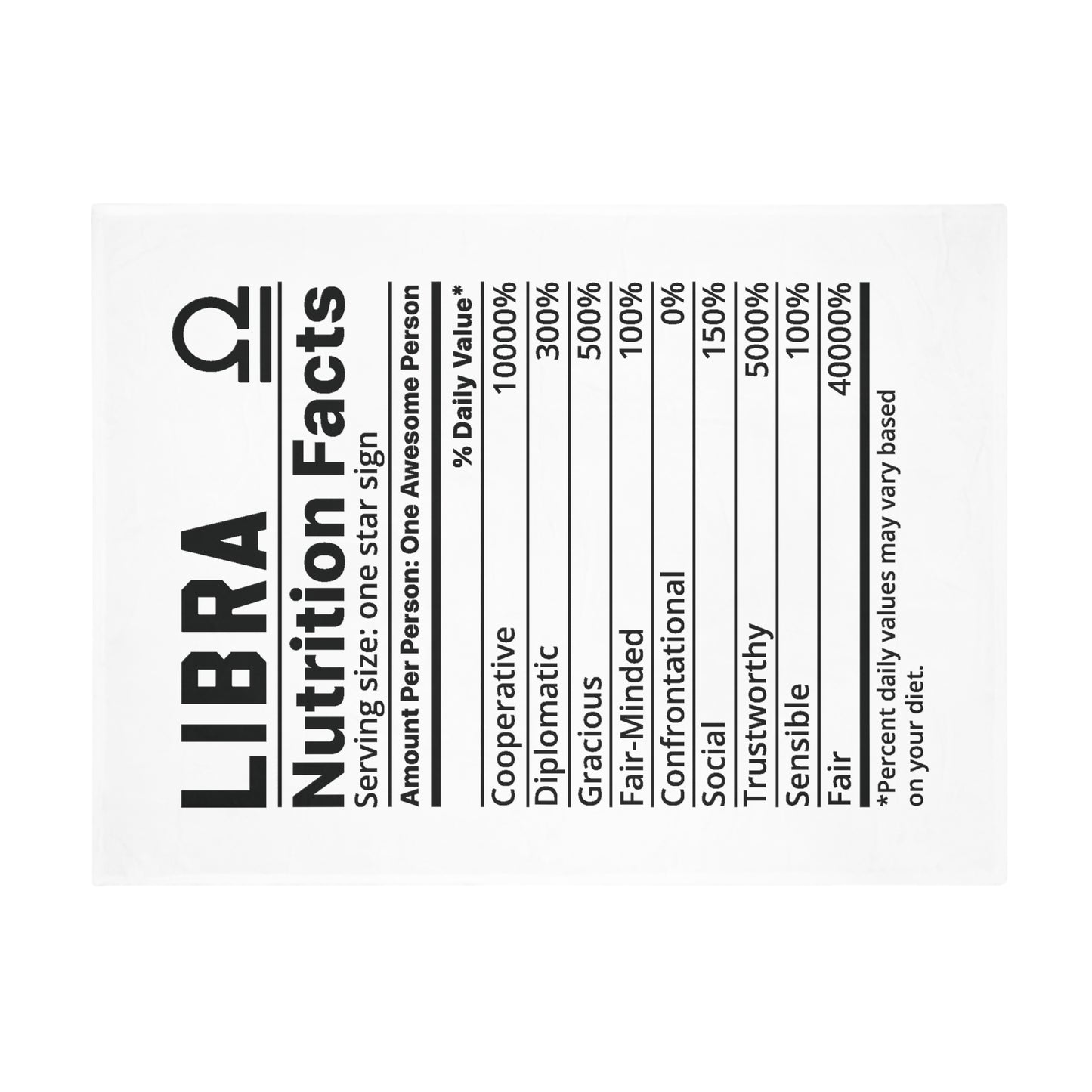 Libra Nutrition Plush Fleece Blanket - white