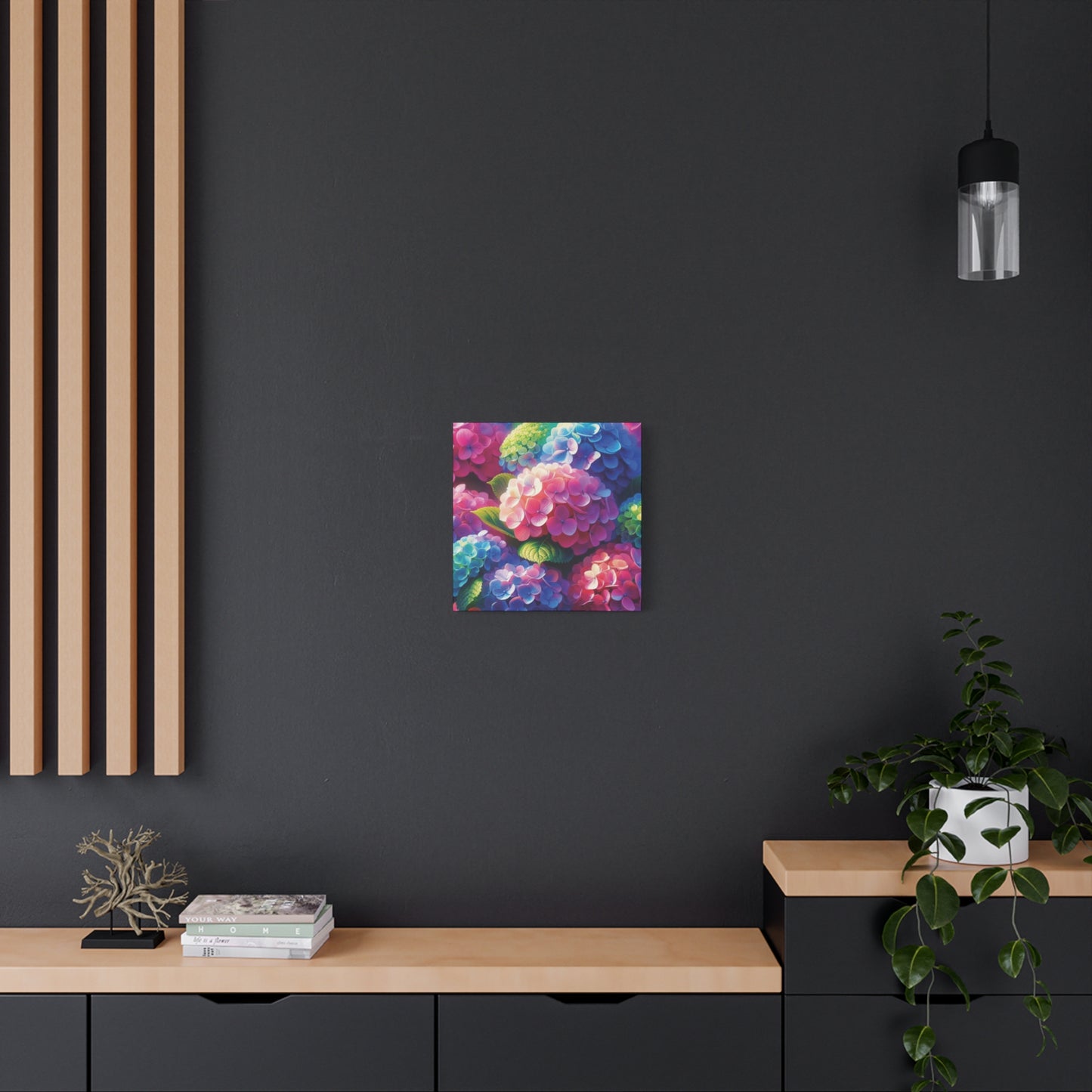 Hydrangeas Classic Canvas - Black