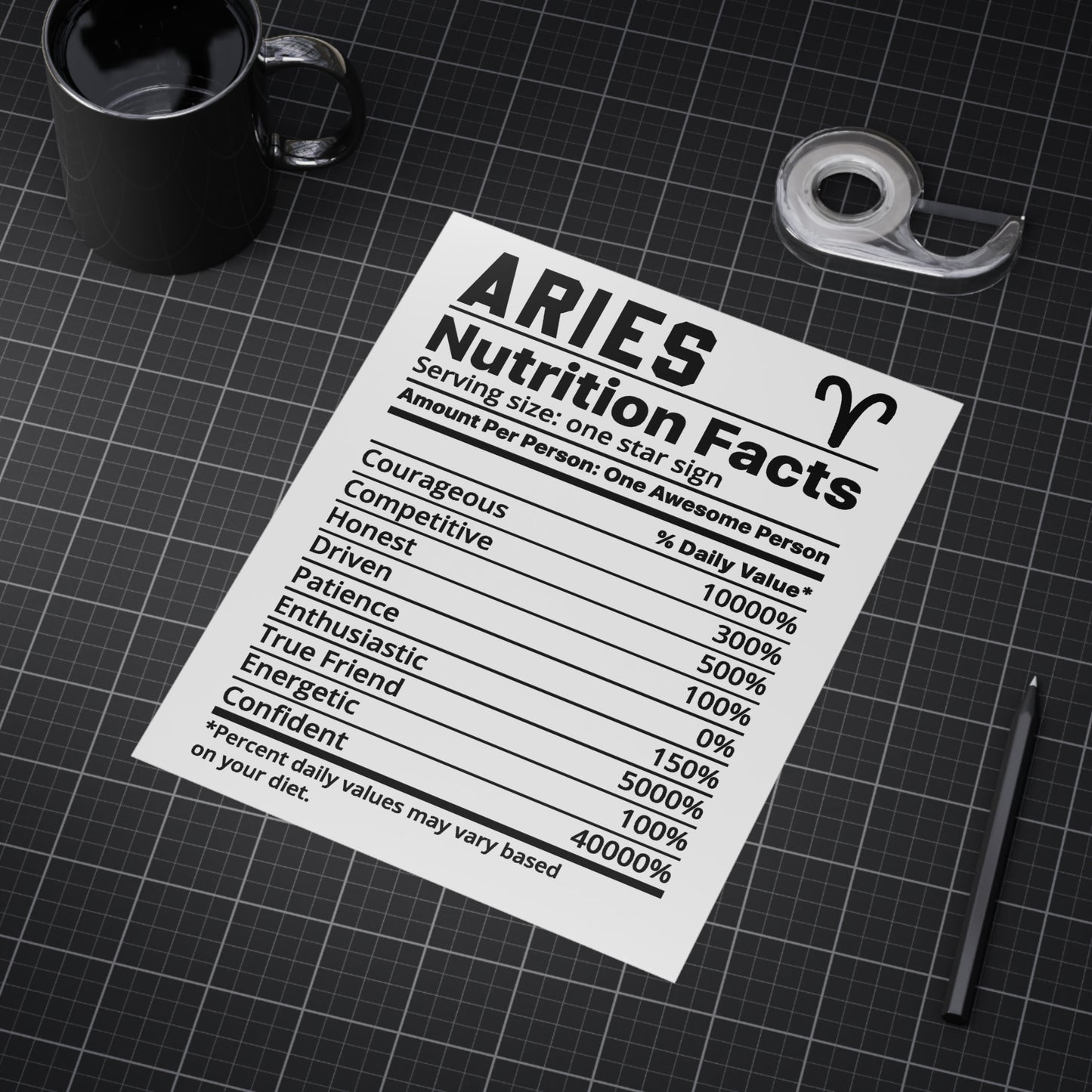 Aries Nutrition Unframed Prints - white