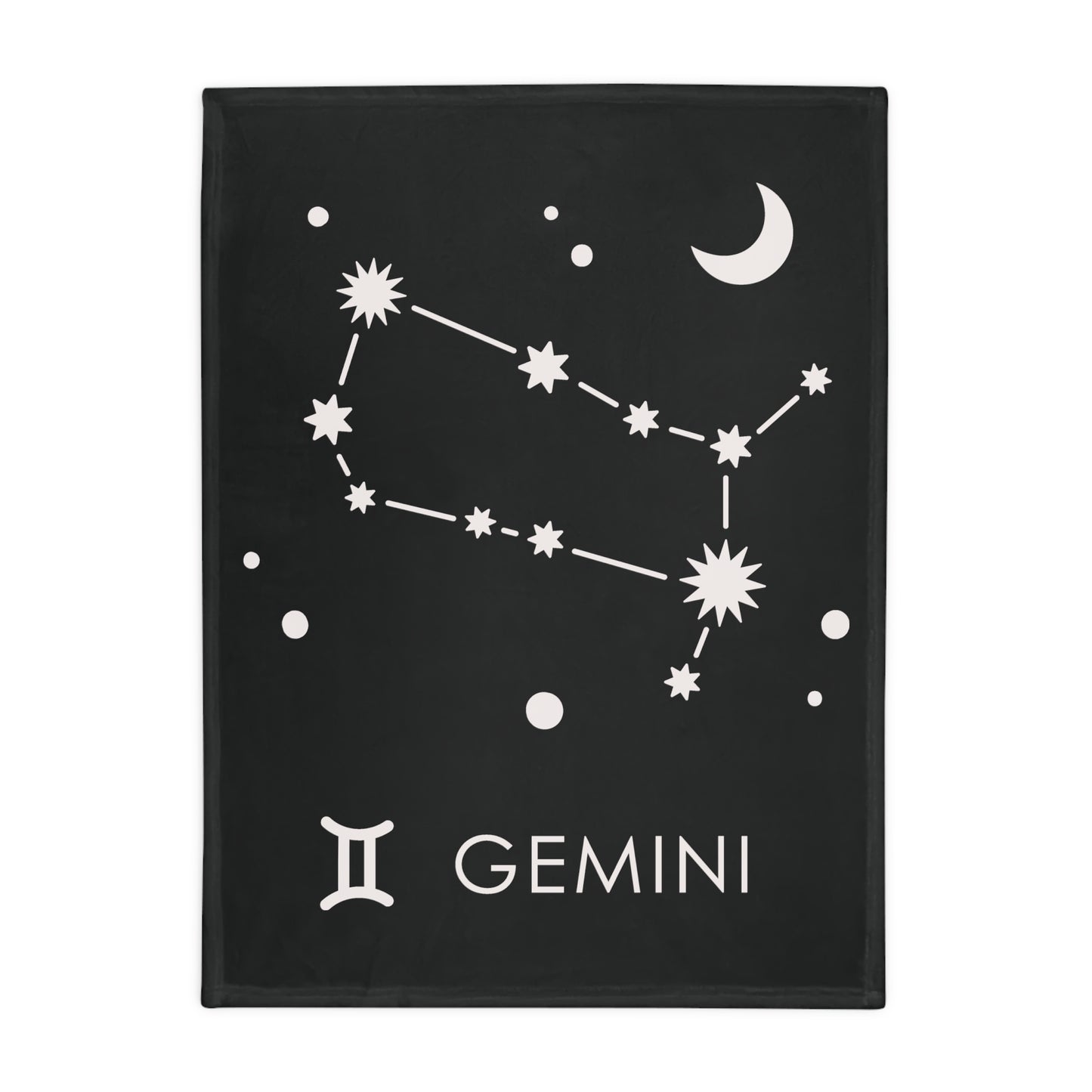 Gemini Star Map Plush Fleece Blanket - black