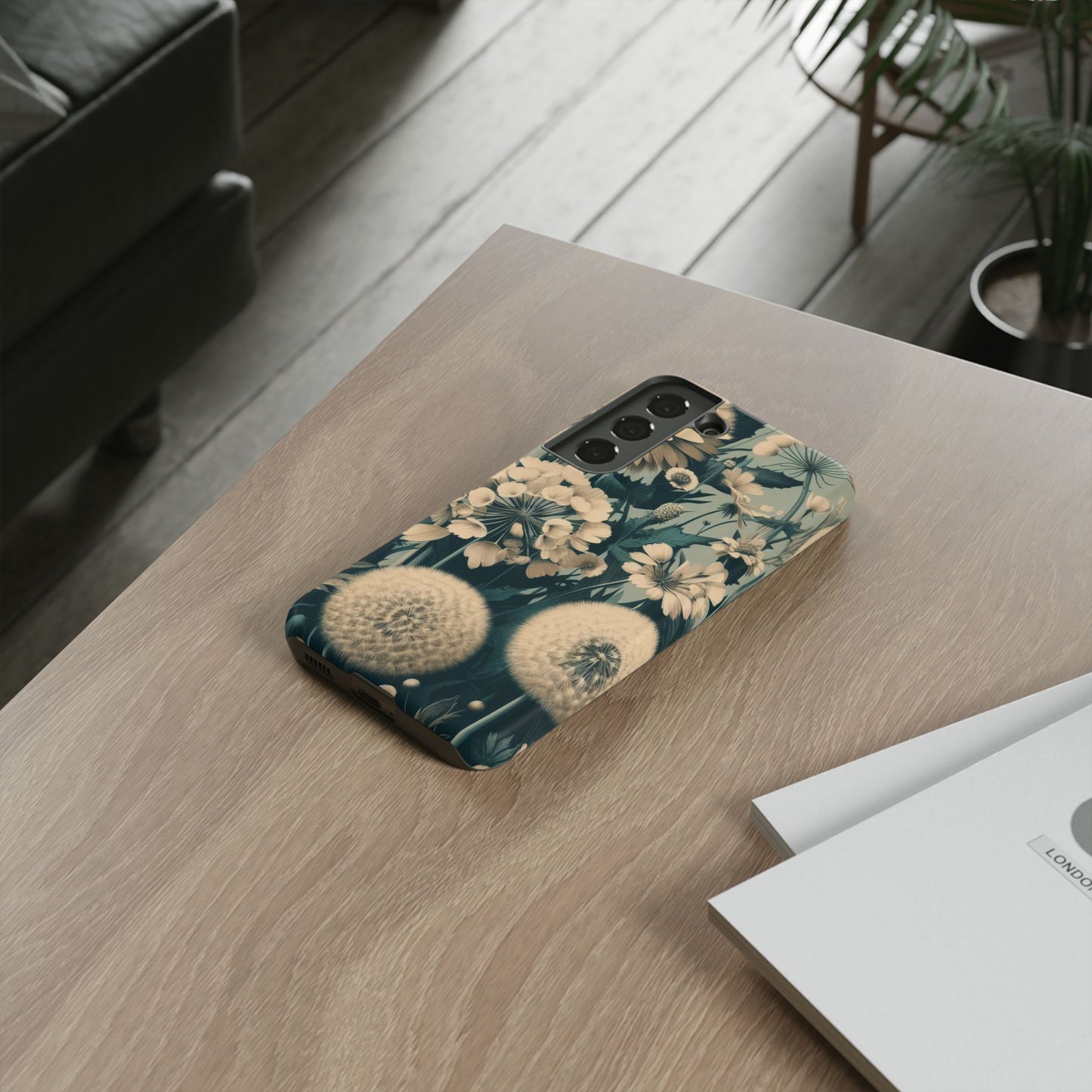 Blue & Cream Flowers Tough Cases iPhone/Google/Samsung