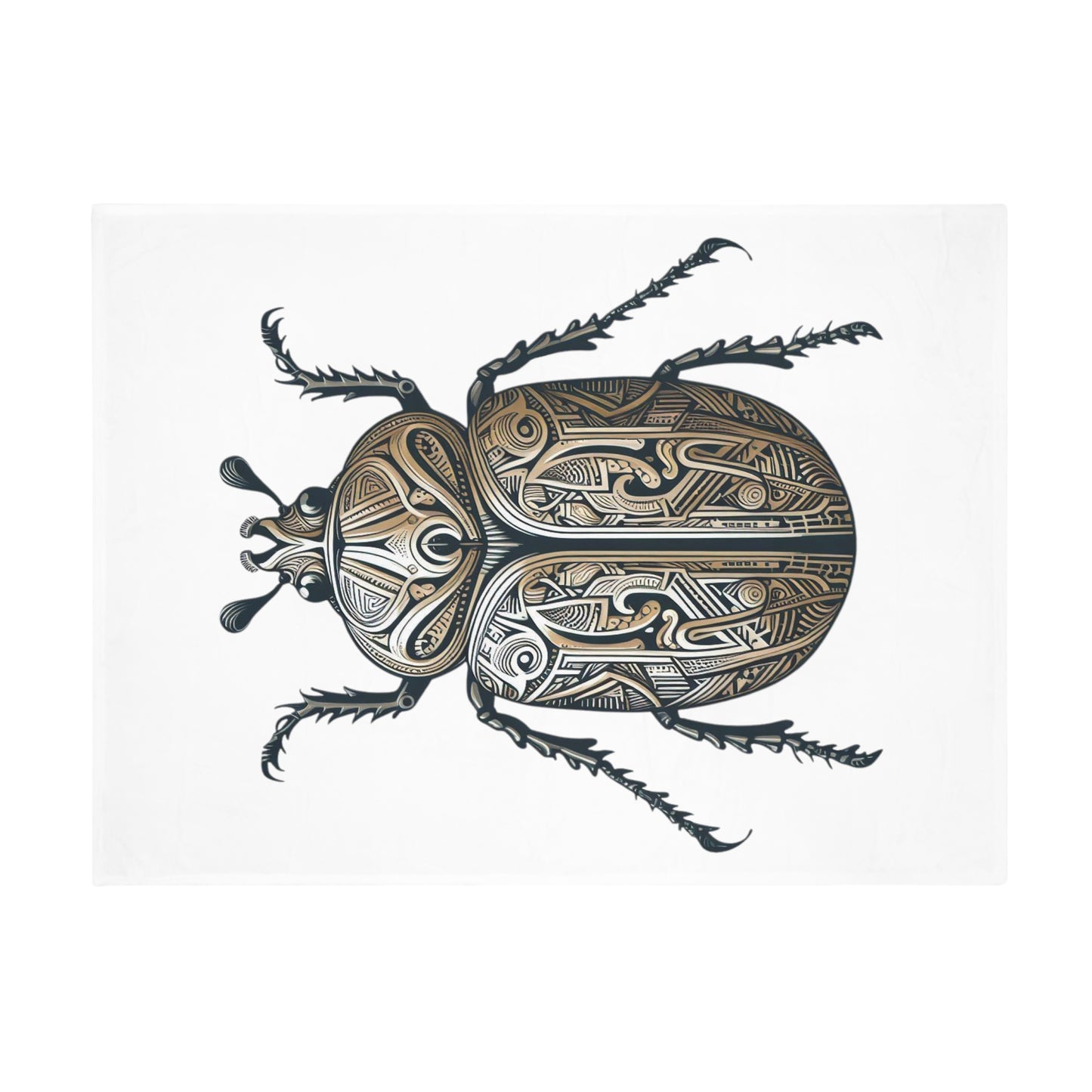 Carved Beetle - White Plush Fleece Blanket